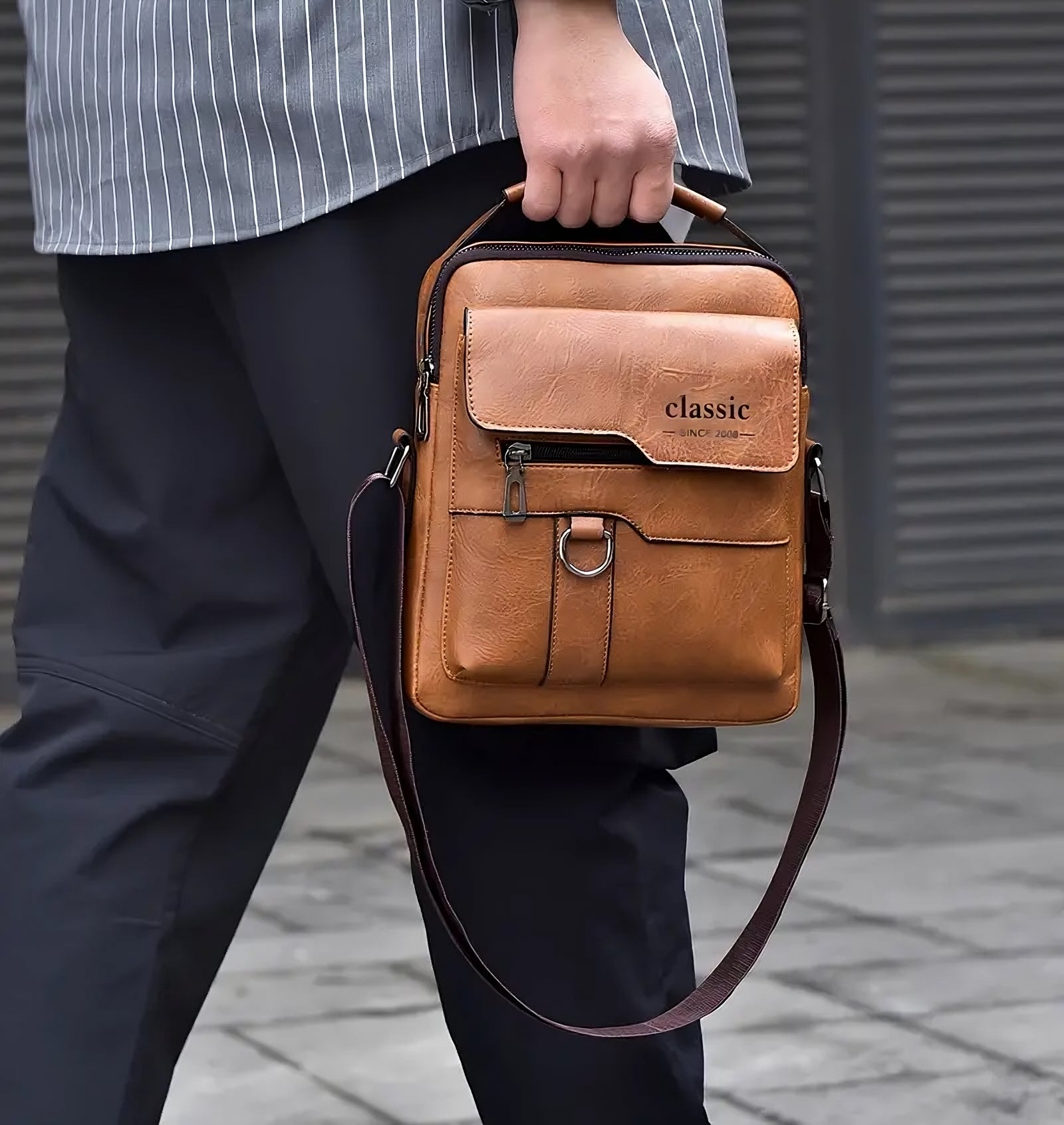 Unisex Crossbody Sling Bag with Zipped Compartments and Adjustable Strap 7
