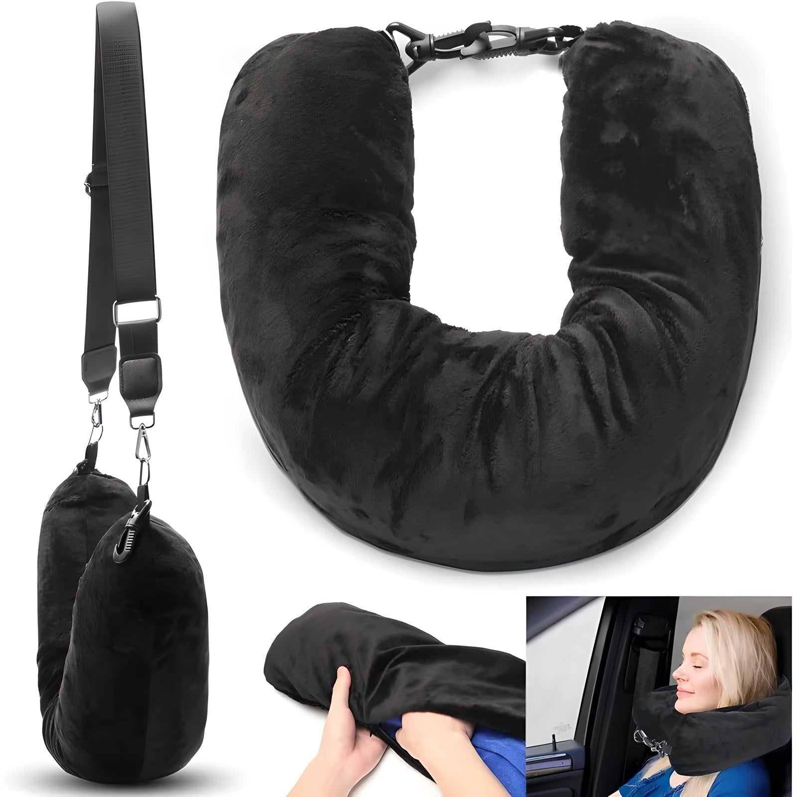 Unisex Dual-Purpose Travel Neck Pillow with Storage Compartment 4