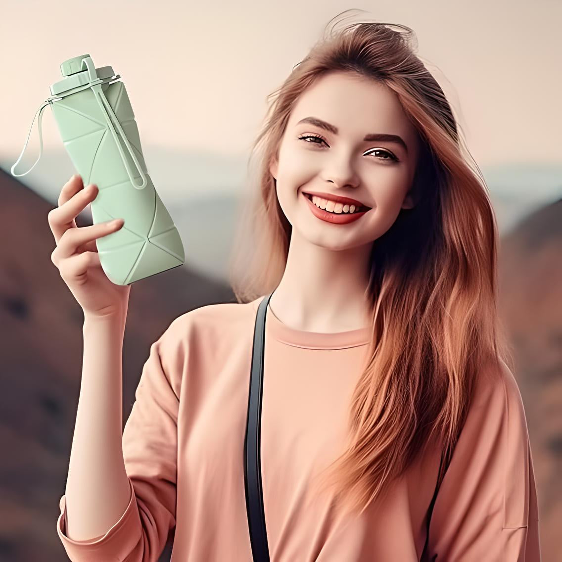 Unisex Foldable Silicone Water Bottle with Compact Design 15