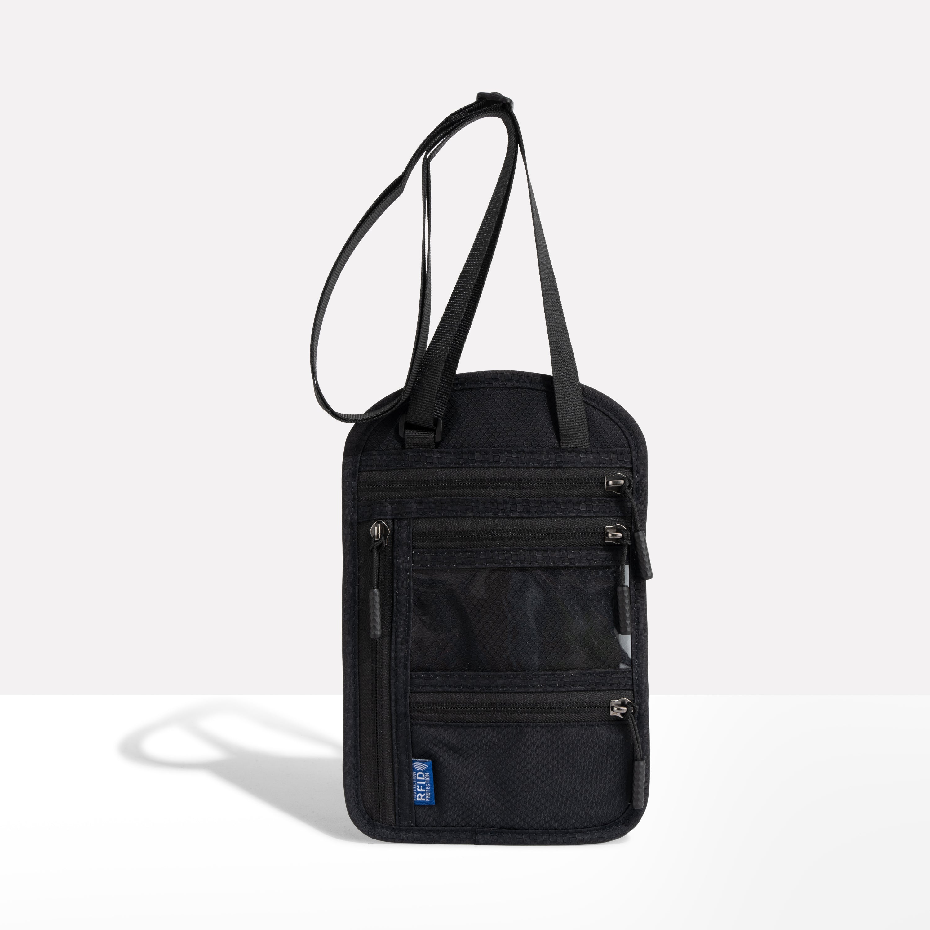 Unisex RFID Blocking Neck Wallet with Multiple Document Compartments 1