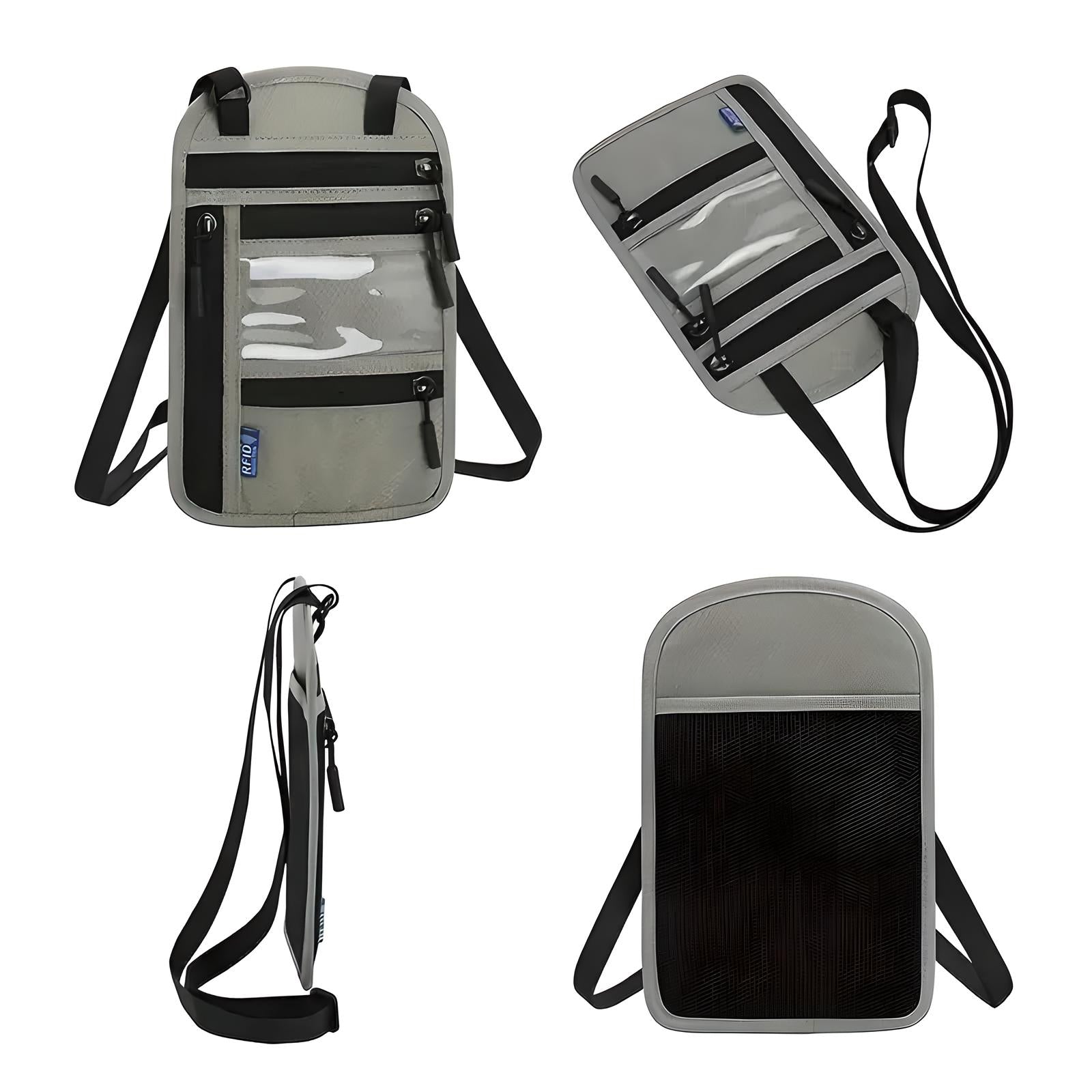 Unisex RFID Blocking Neck Wallet with Multiple Document Compartments 4