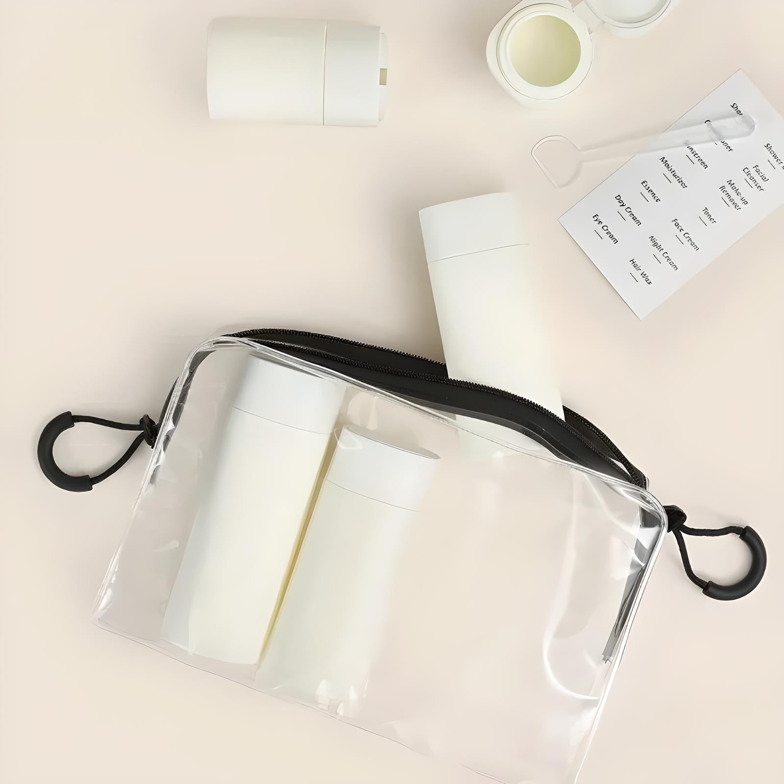 Unisex Travel Cream Dispensers Set with 5 Reusable Containers 10