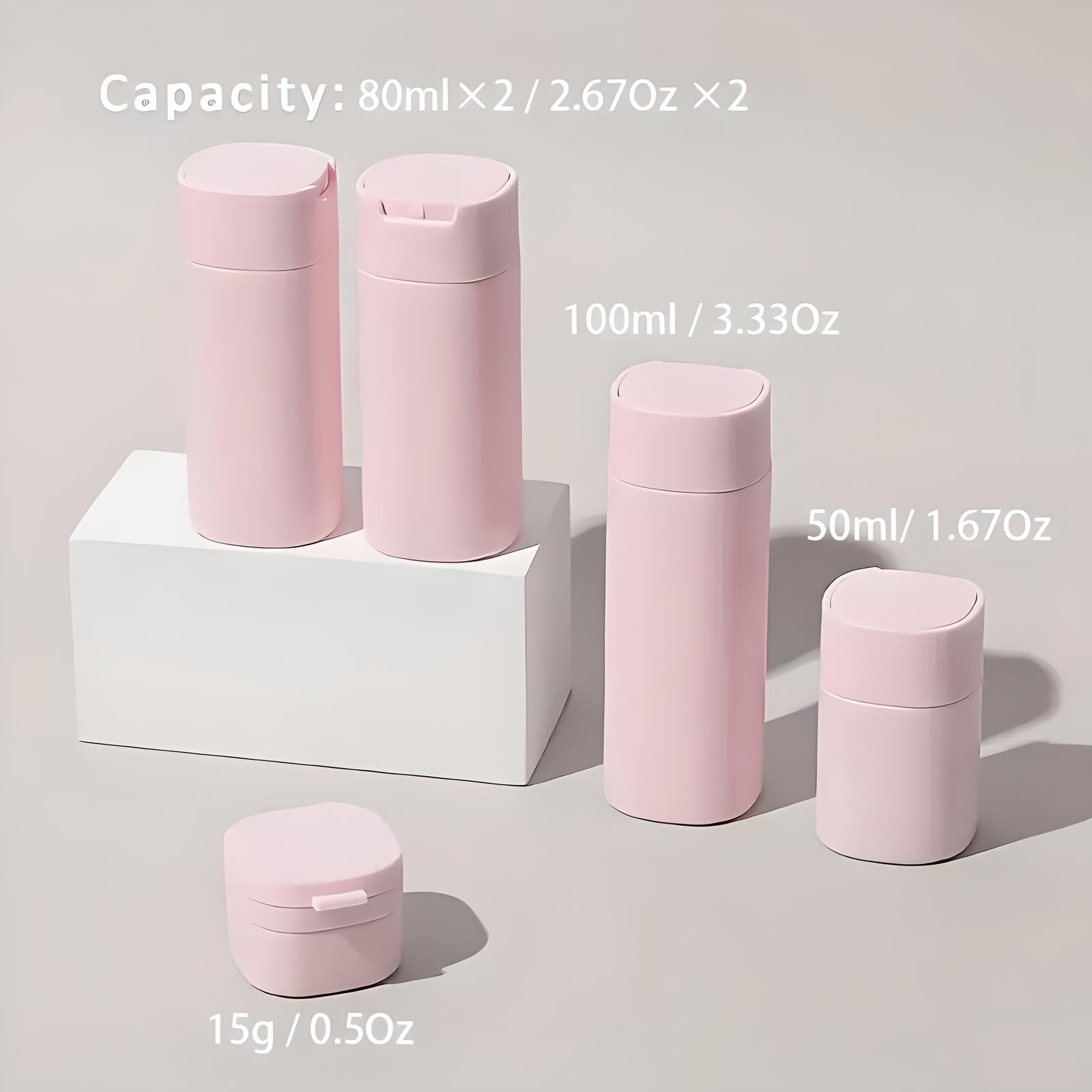 Unisex Travel Cream Dispensers Set with 5 Reusable Containers 11