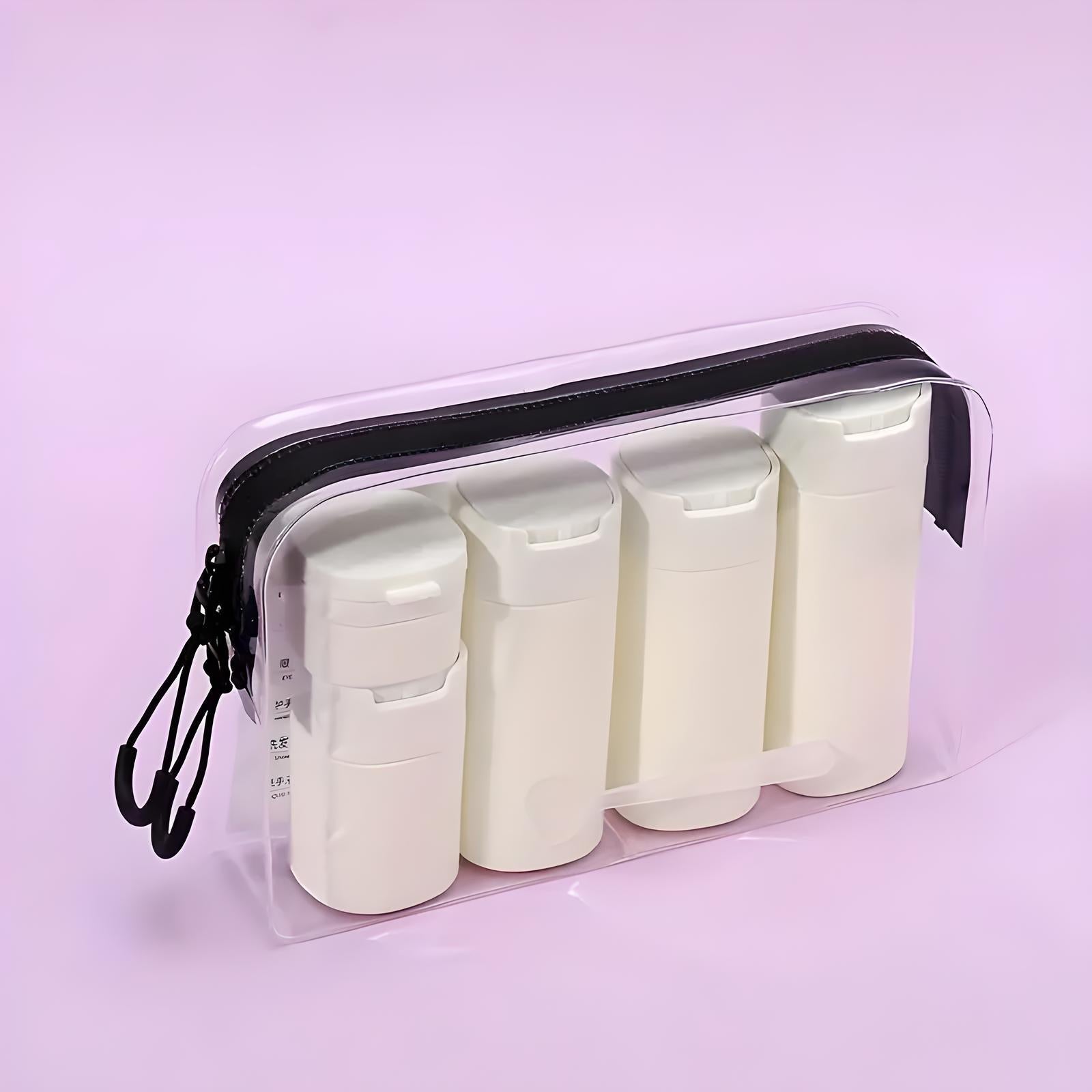 Unisex Travel Cream Dispensers Set with 5 Reusable Containers 12