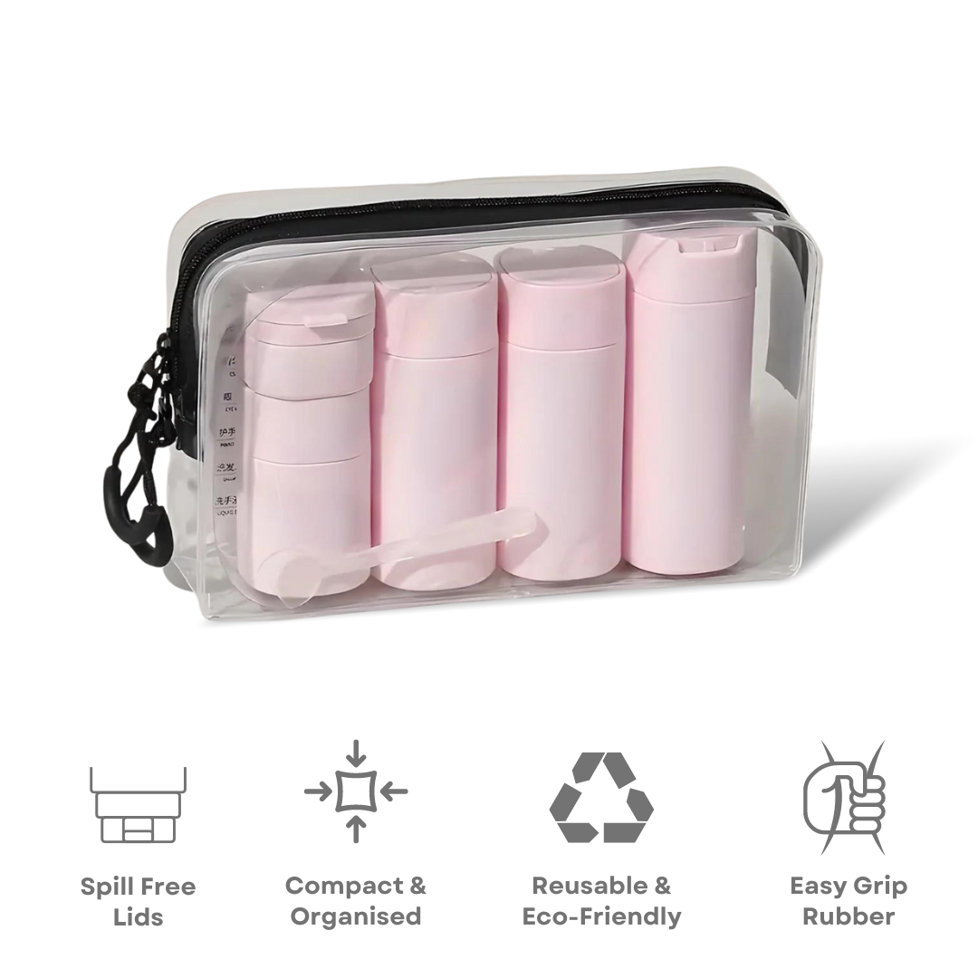 Unisex Travel Cream Dispensers Set with 5 Reusable Containers 3