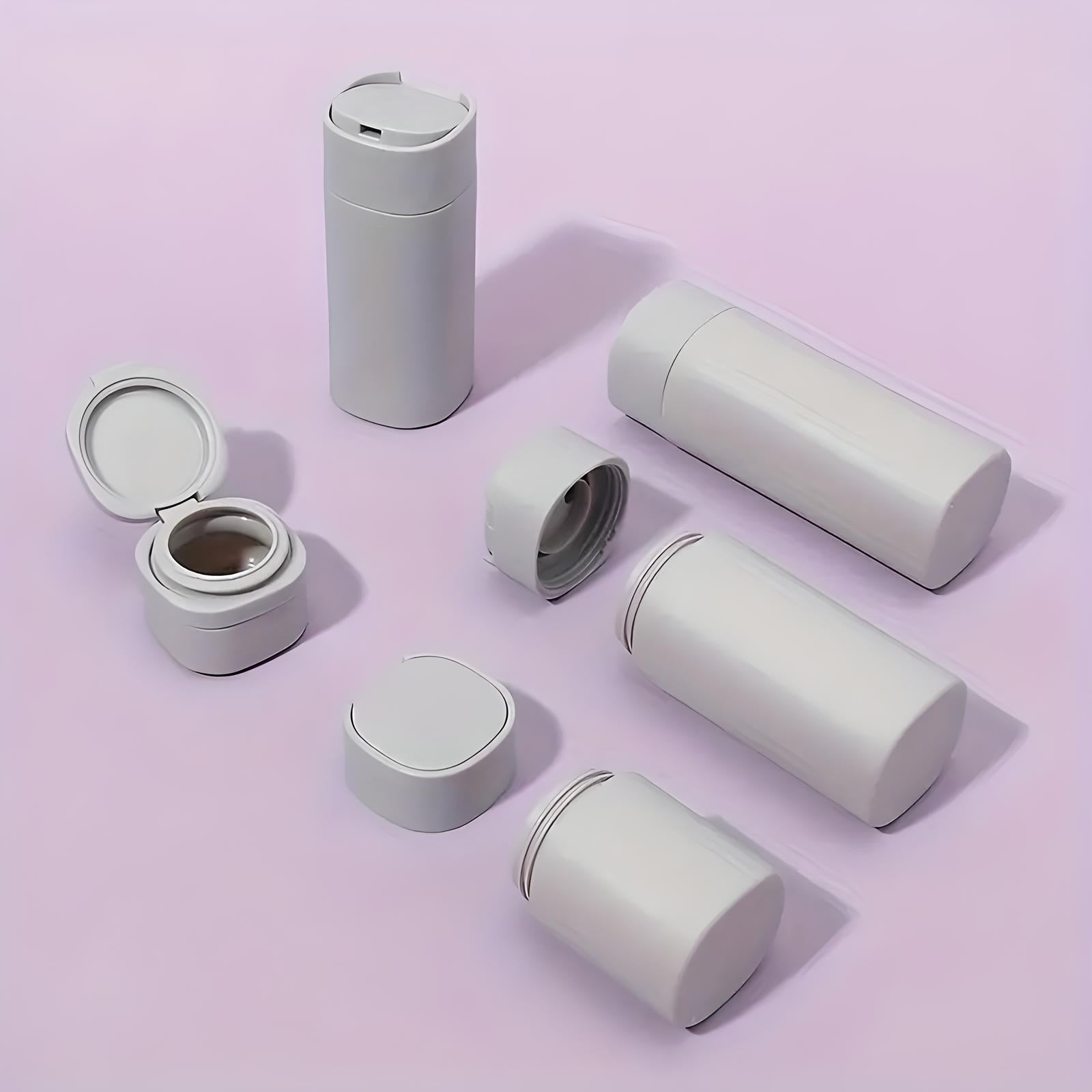 Unisex Travel Cream Dispensers Set with 5 Reusable Containers 8