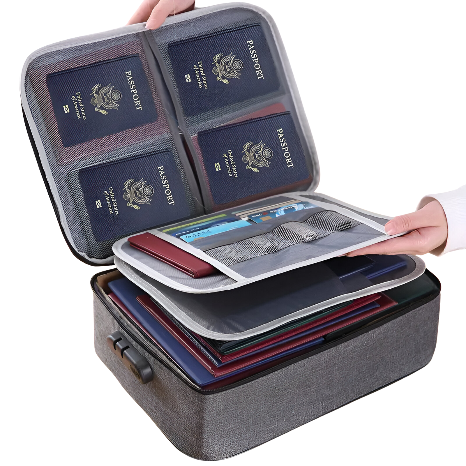 Unisex Travel Document Organizer Bag with Multiple Compartments 11