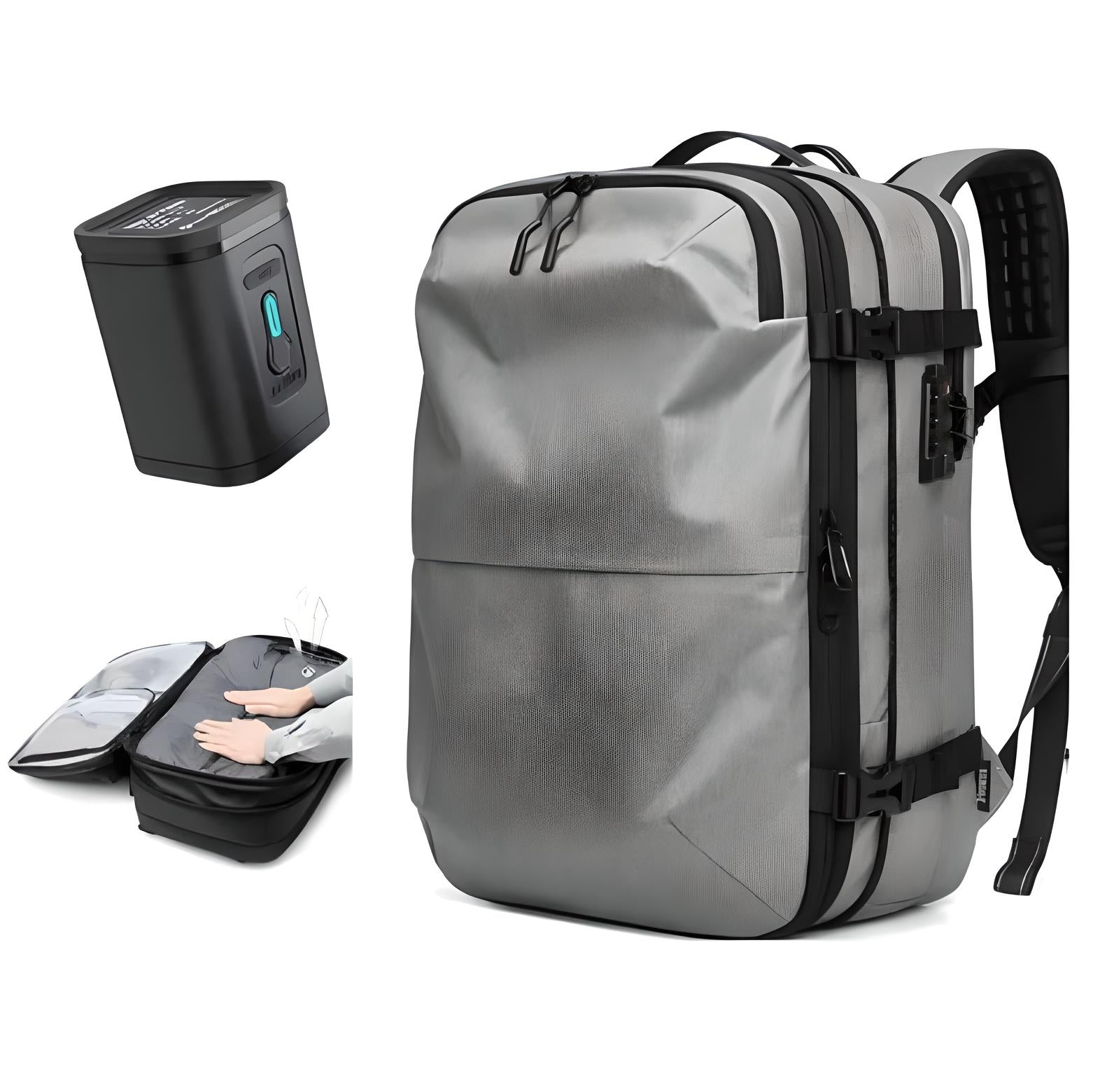 Unisex Vacuum Compression Travel Backpack with Built-in Pump and Anti-Theft Pocket 9