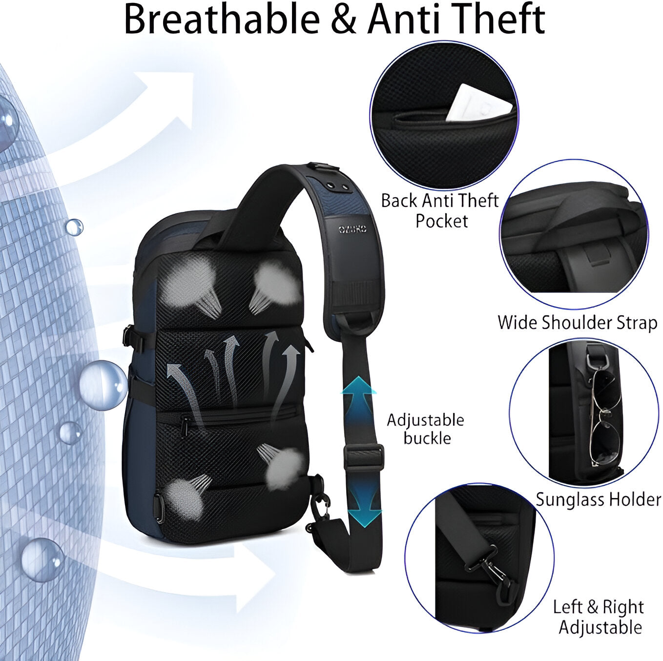 Unisex Water-Resistant Anti-Theft Crossbody Bag with Adjustable Strap 3