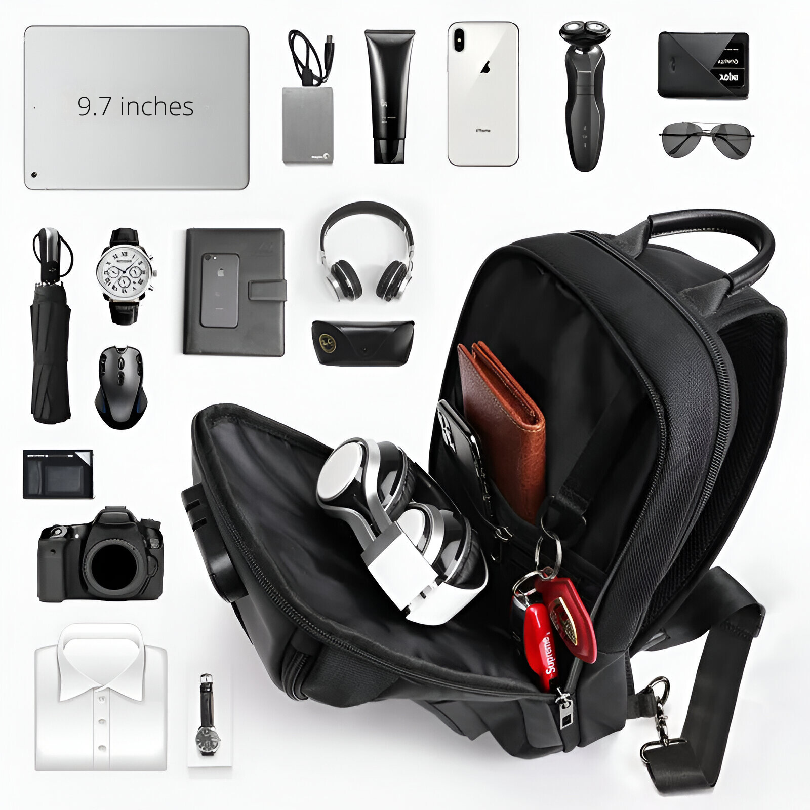 Women's Black Crossbody Bag with Security Features and Adjustable Strap 4