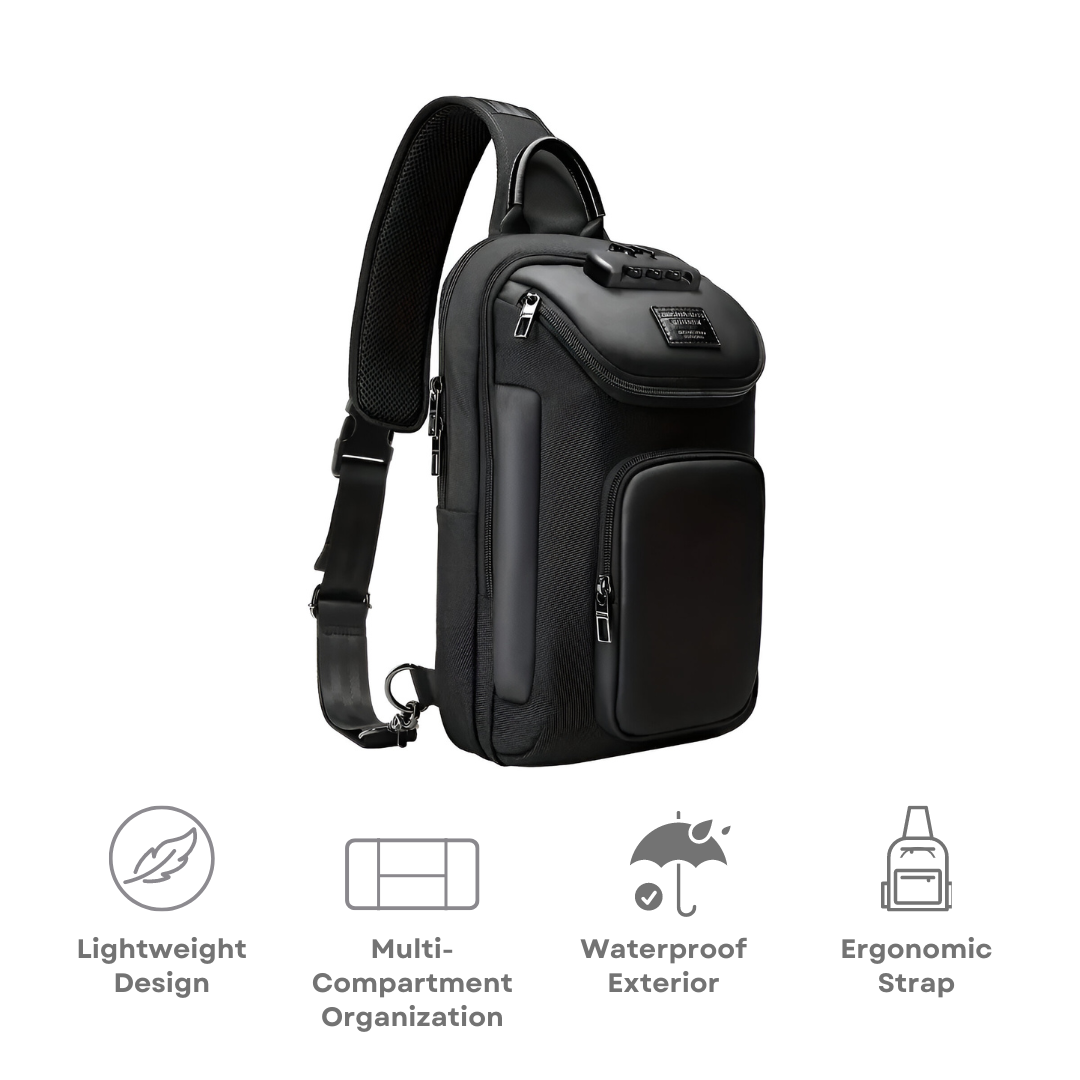 Women's Black Crossbody Bag with Security Features and Adjustable Strap 5