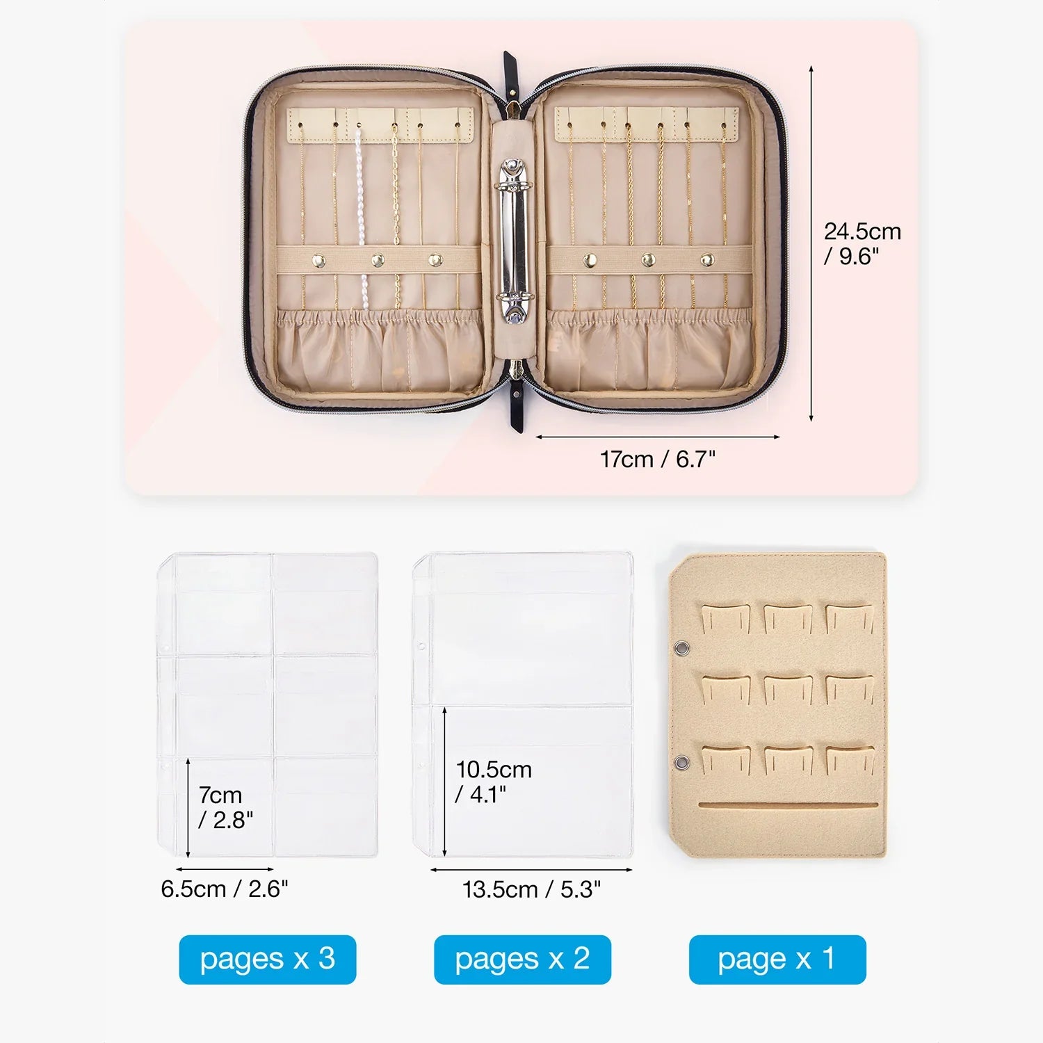 Women's Multi-Compartment Jewellery Organizer with Zippered Pockets 9
