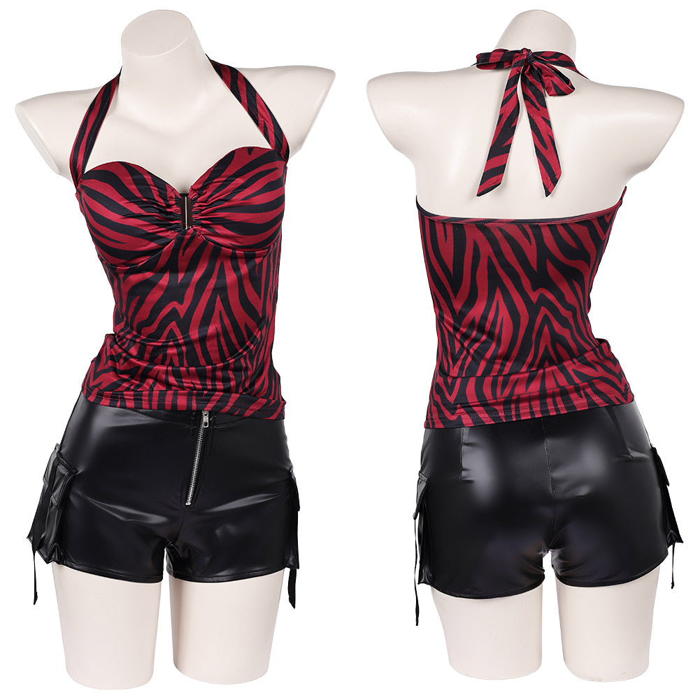 Obsession Nikki Costume Red Zebra Halter Top and Shorts Set product detail 1