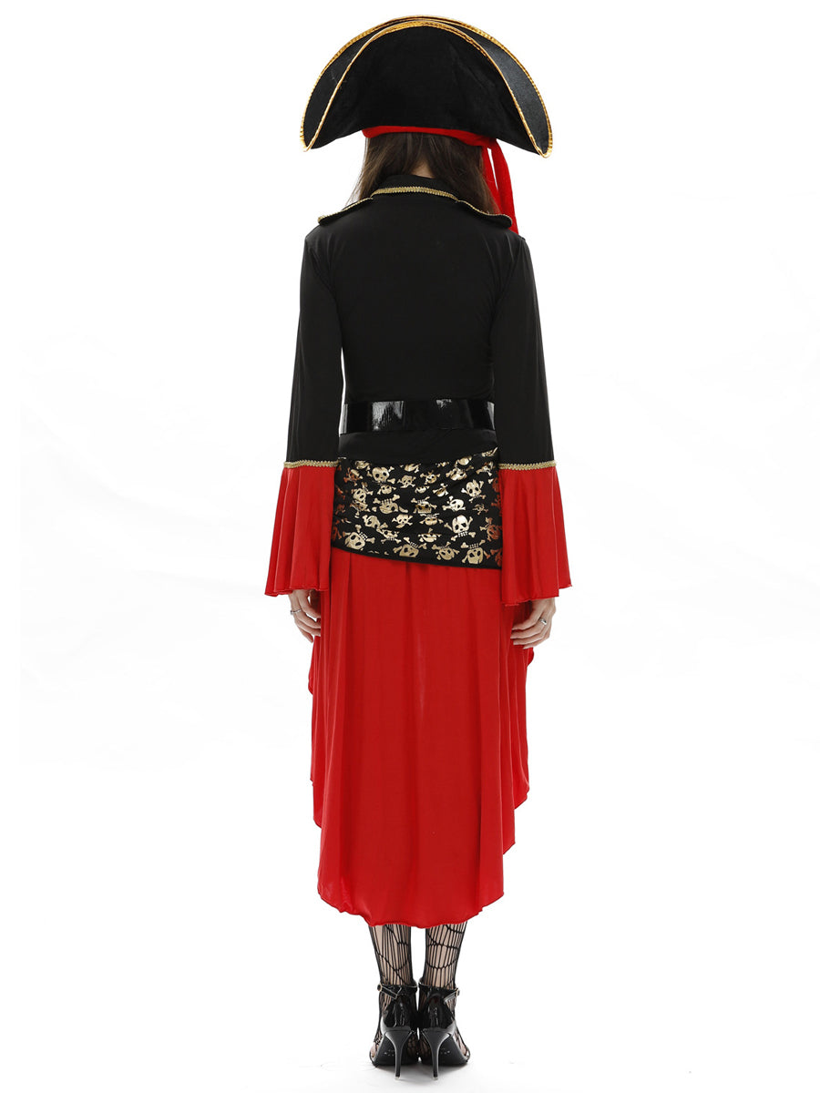 Women's Pirate Wench Costume Dress with Hat Belt and Tights studio packshot