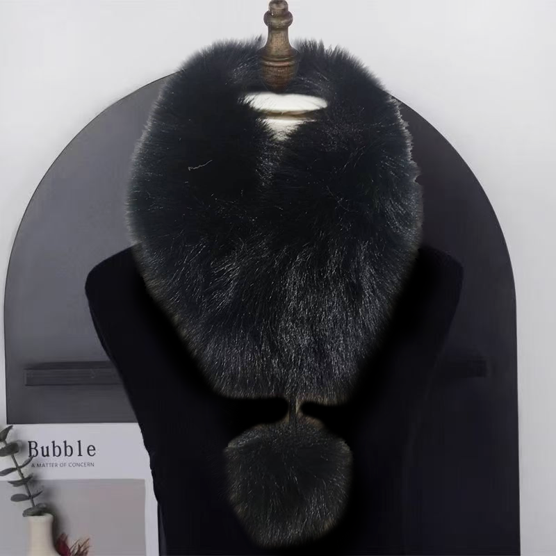 Neck Warmer Faux Fur Collar Scarf Magnetic Closure Black color
