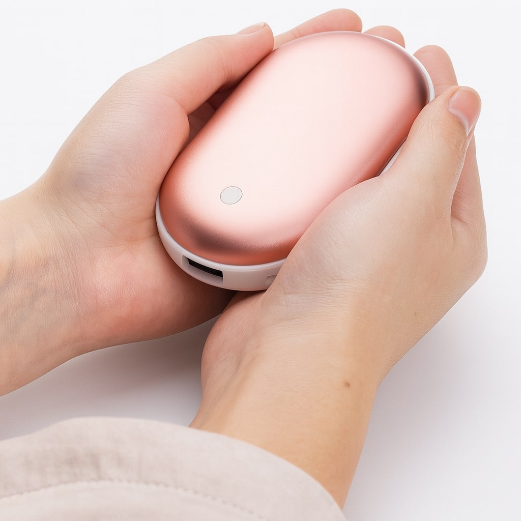 Hand Warmer Rechargeable 2 in 1 Power Bank Pocket Warmer in use