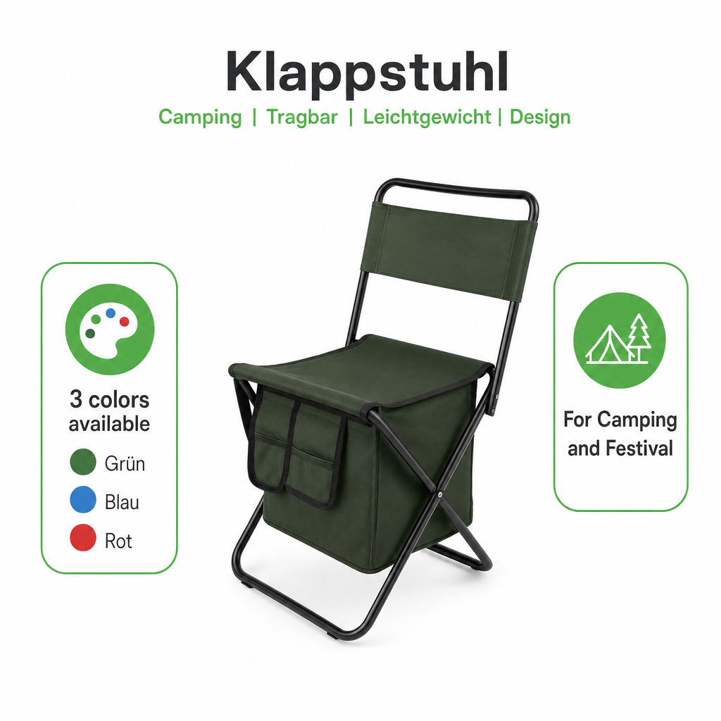 Klappstuhl Camping Tragbar Leichtgewicht Design feature overview