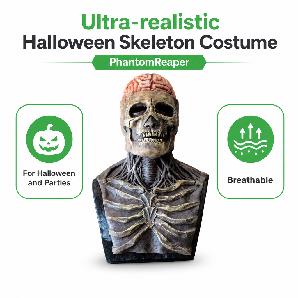 Ultra-realistic Halloween Skeleton Costume feature overview