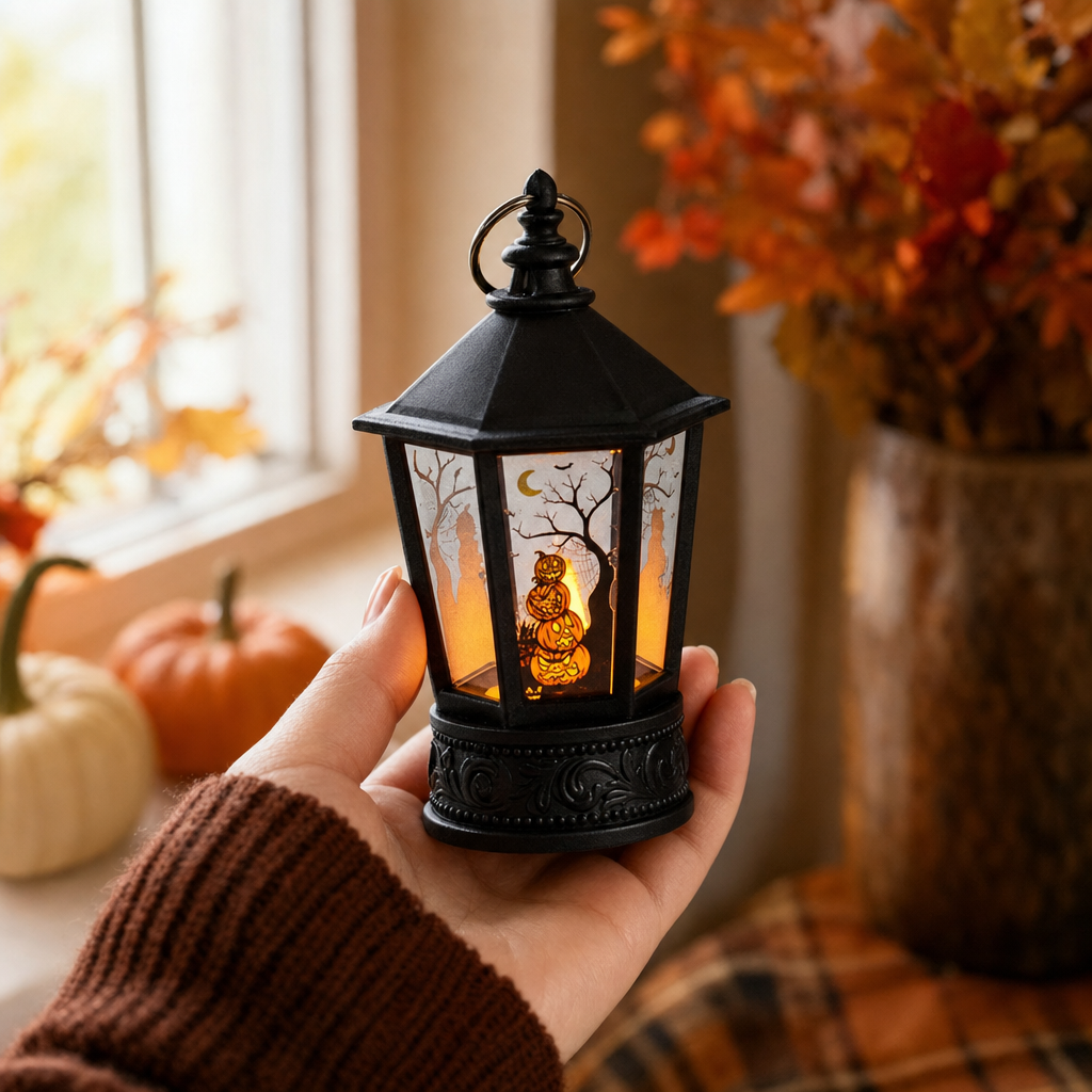 Halloween Decoration LED Electronic Candle Light Retro Pumpkin Witch Night Light LED Lantern Lamp Haloween Party Decor Supplies size and fit