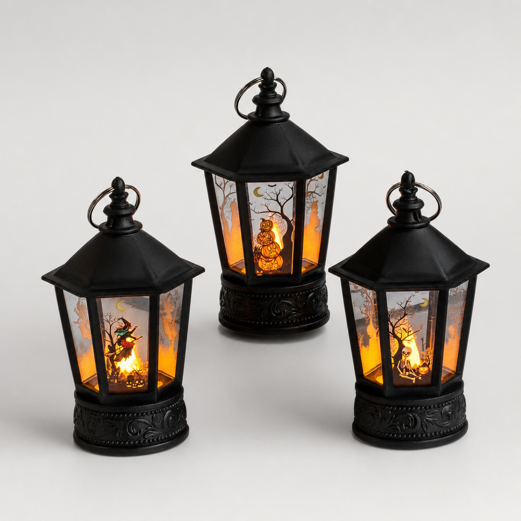 Halloween Decoration LED Electronic Candle Light Retro Pumpkin Witch Night Light LED Lantern Lamp Haloween Party Decor Supplies studio packshot