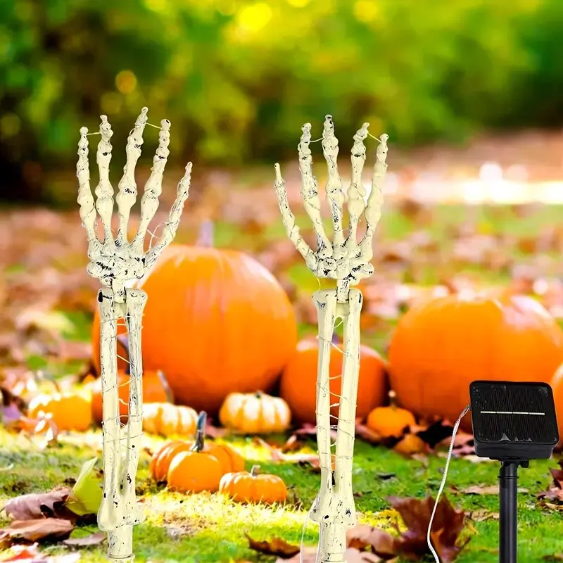 Solar Skeleton Hand Lights Halloween Garden Stake Decoration lifestyle scene