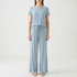 Short-Sleeved Wide-Leg Pajama Set - Violet