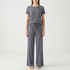 Short-Sleeved Wide-Leg Pajama Set - Violet