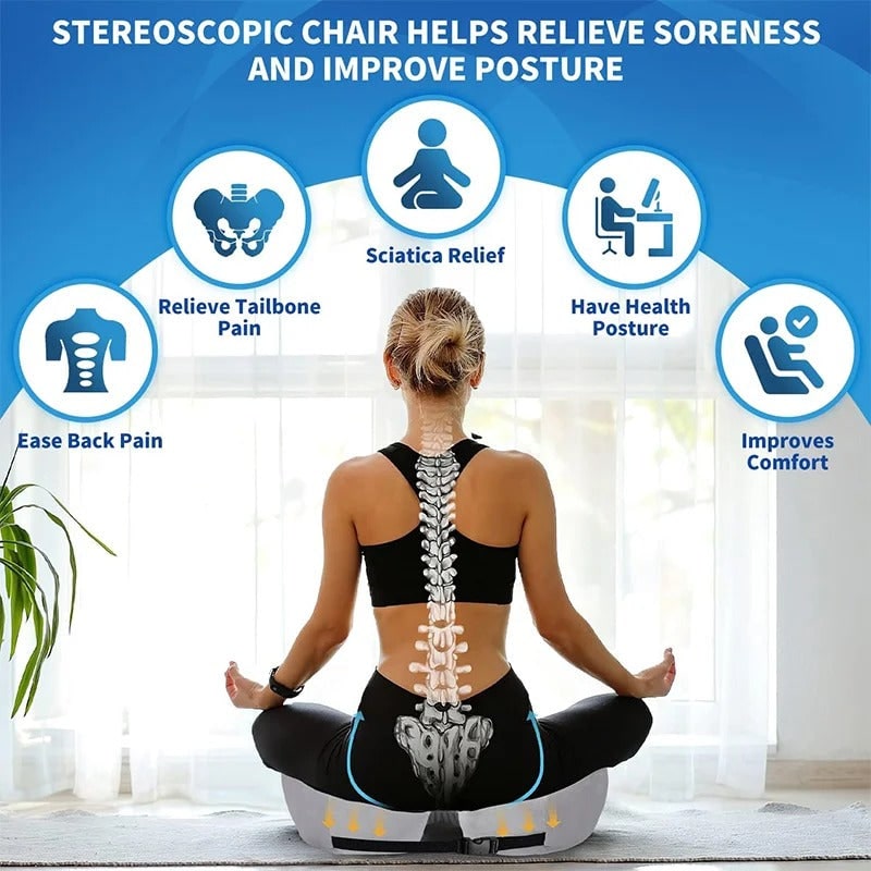 Desk Chair Seat Cushion with Orthopedic Memory Foam and Adjustable Strap - Image 4