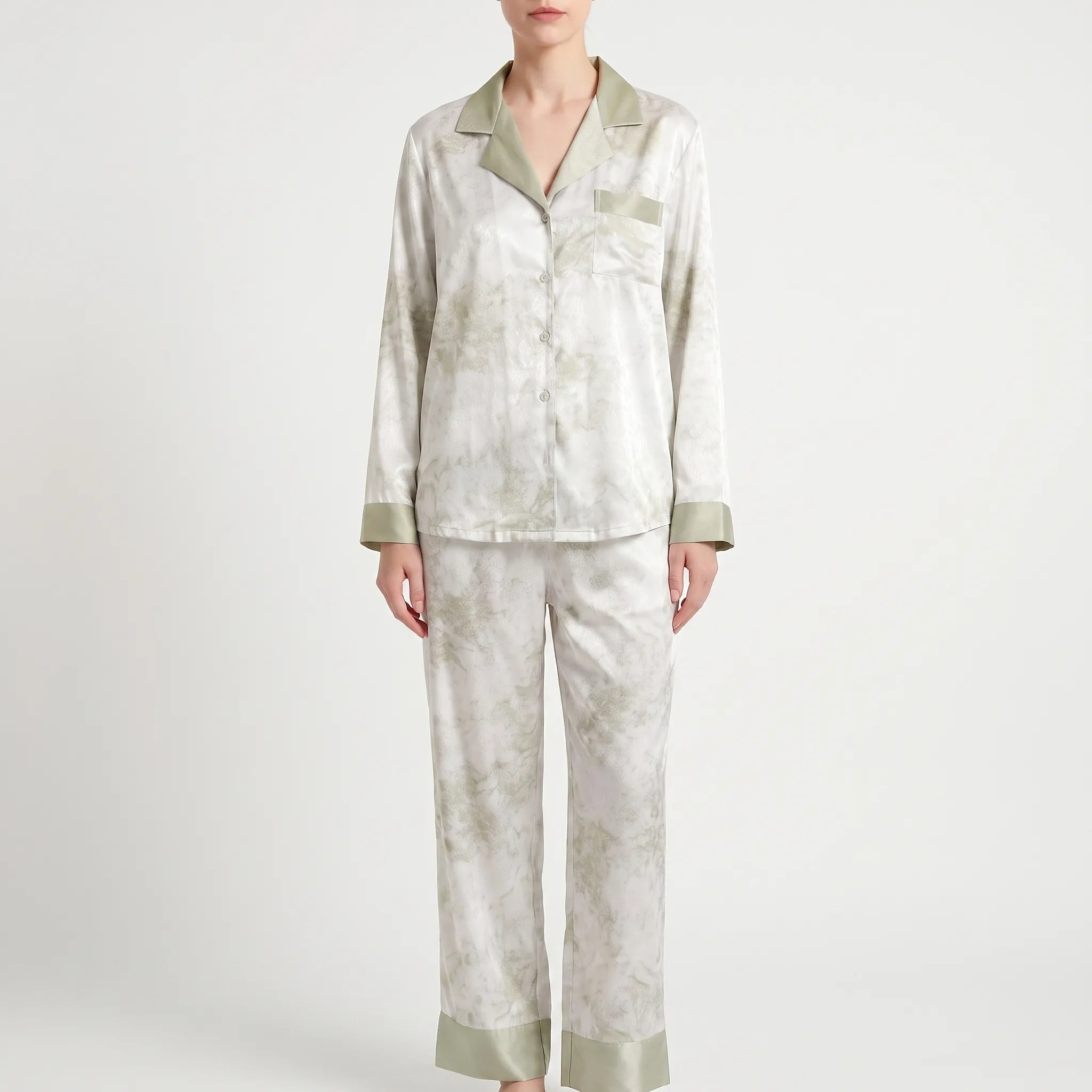 Printed Long Sleeve Pajama Set - Shelly