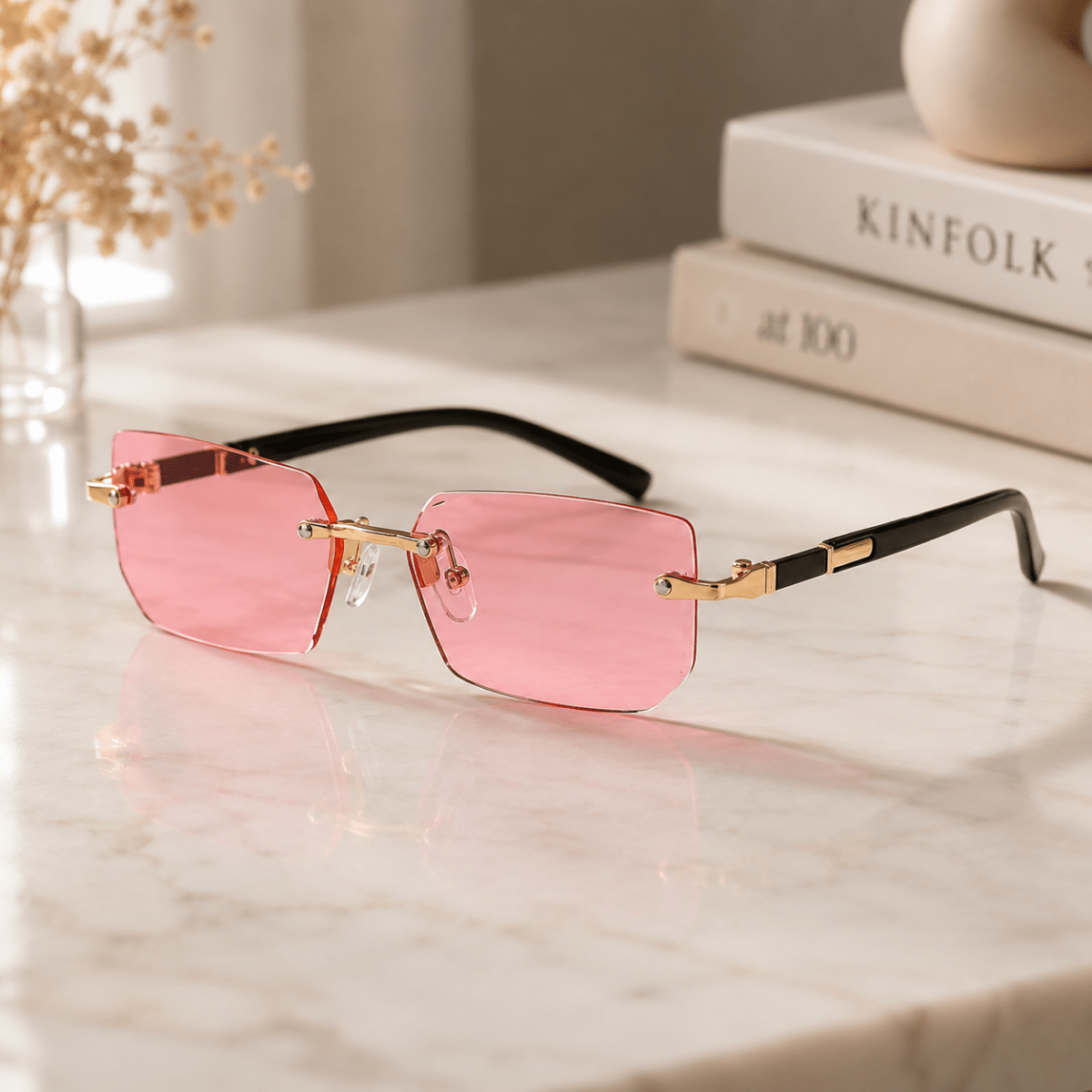 SHADEVISTA – Rectangular Frameless Sunglasses with UV400 Protection