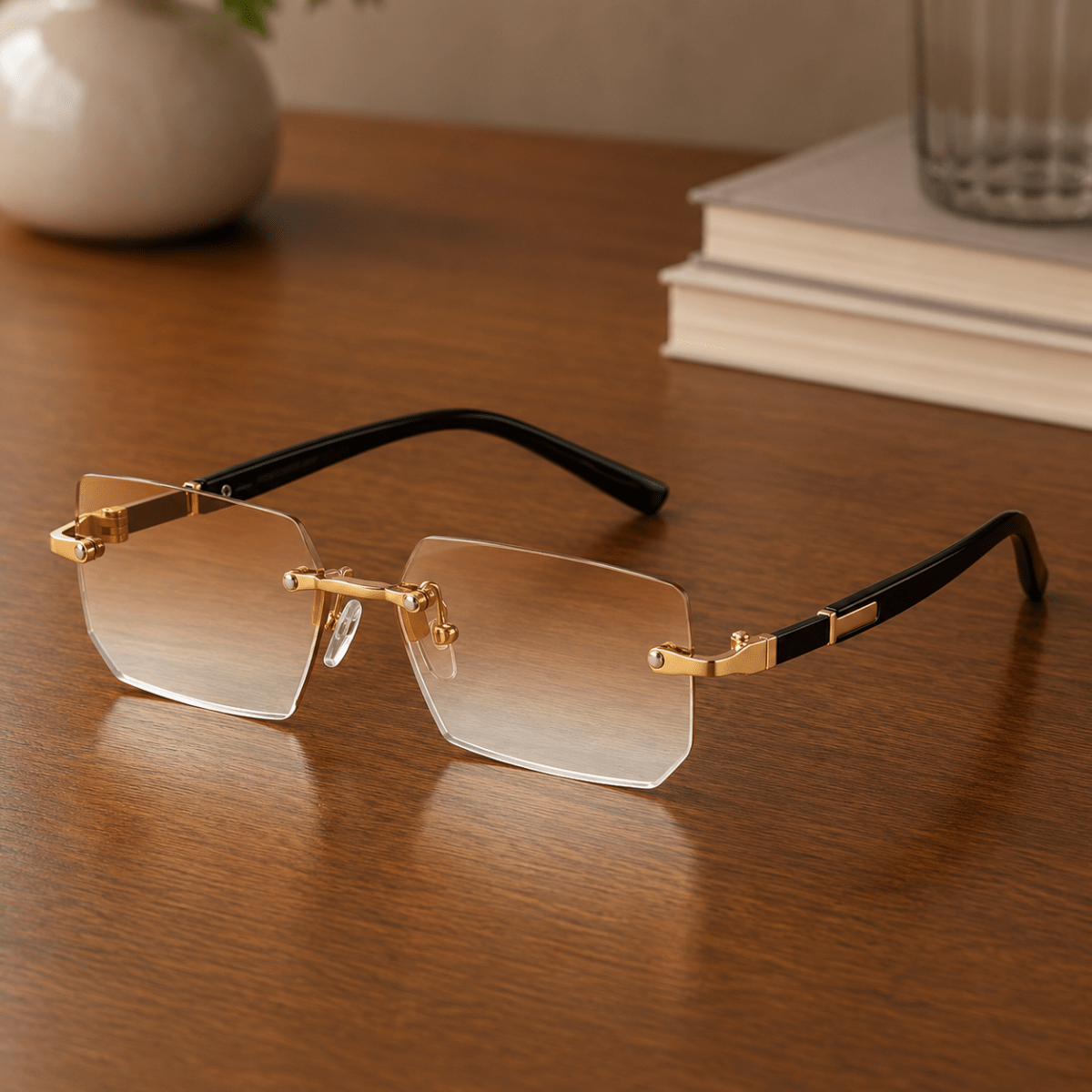 SHADEVISTA – Rectangular Frameless Sunglasses with UV400 Protection