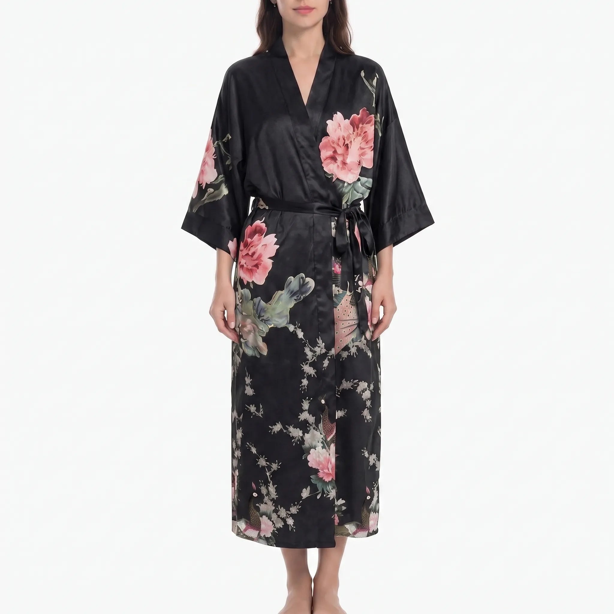 Long Floral Kimono Robe - Julie