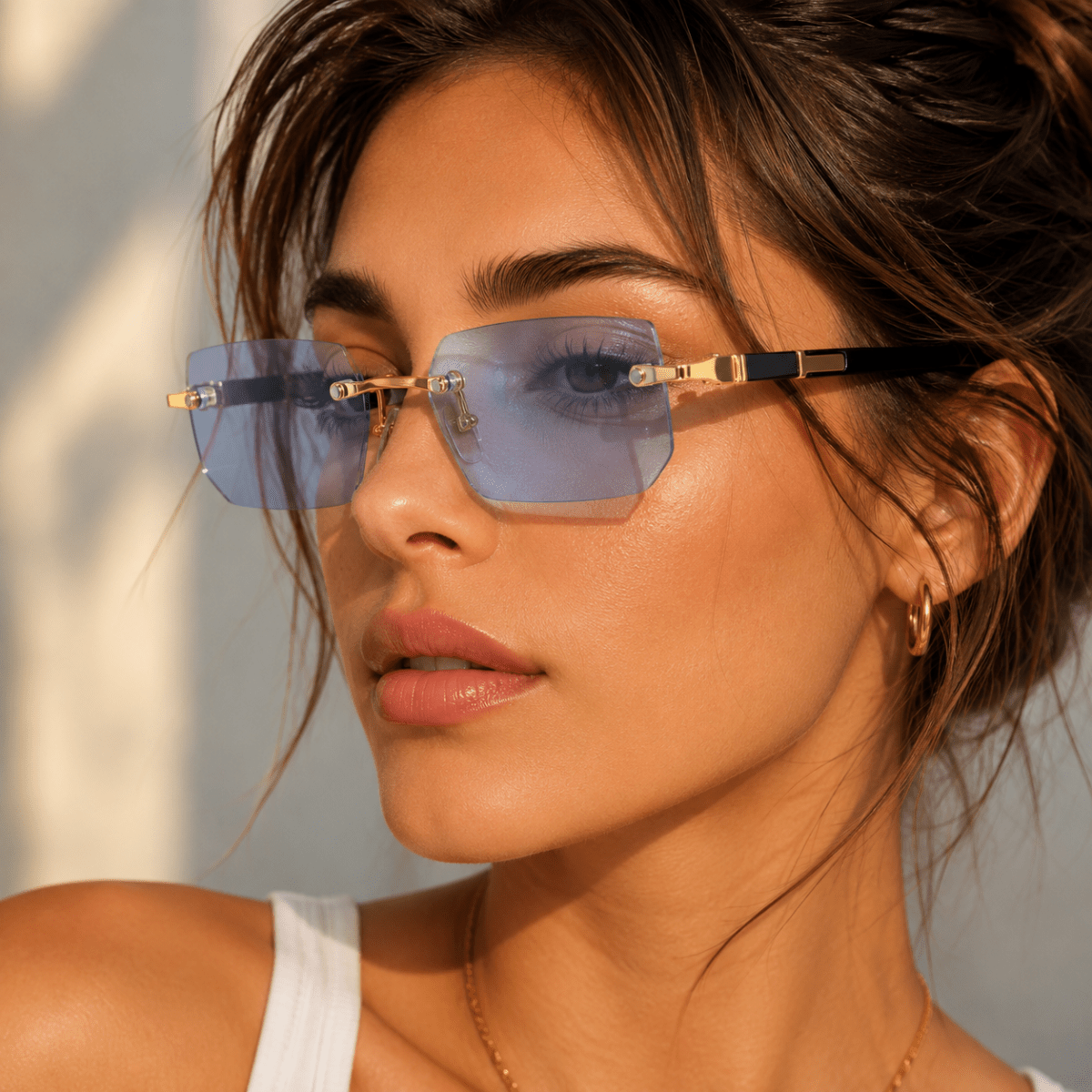 SHADEVISTA – Rectangular Frameless Sunglasses with UV400 Protection