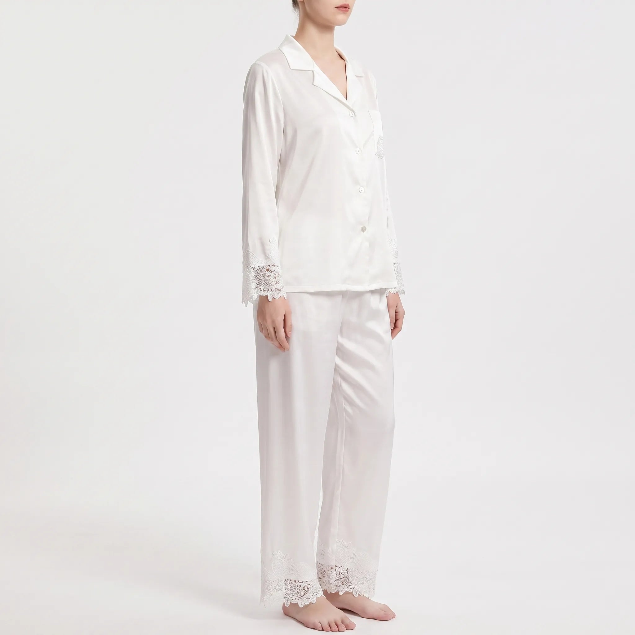 Two-Piece Sleepwear Set With Floral Accents - Faye