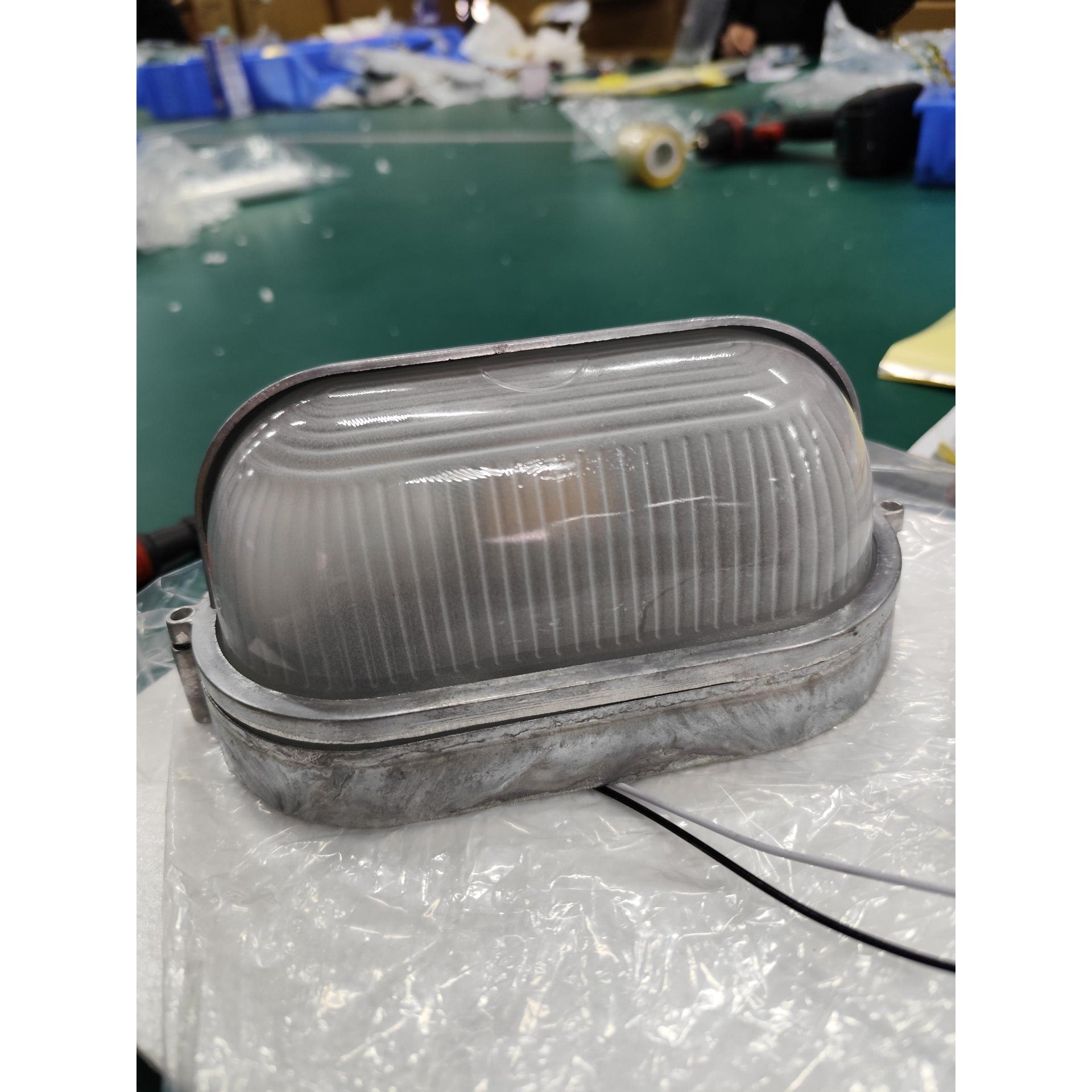 Outdoor Wall Light Bulkhead with Ribbed Glass Eyelid Hood Weather-Resistant - Image 52