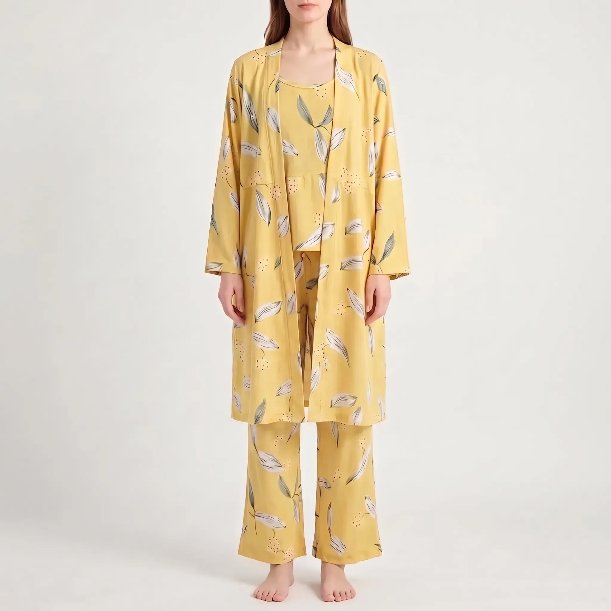Three-Piece Floral Pajama Set - Sheila