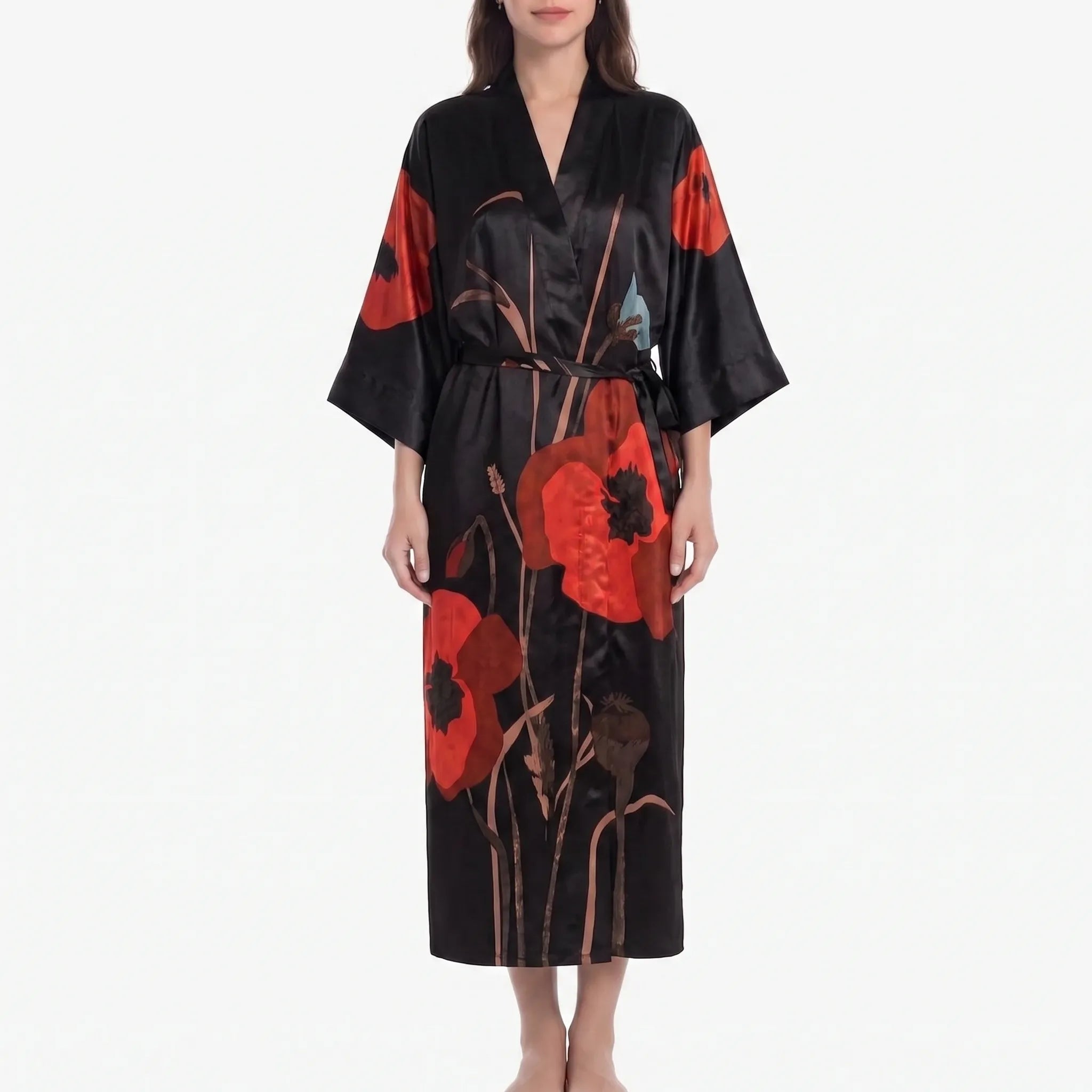 Long Floral Kimono Robe - Julie