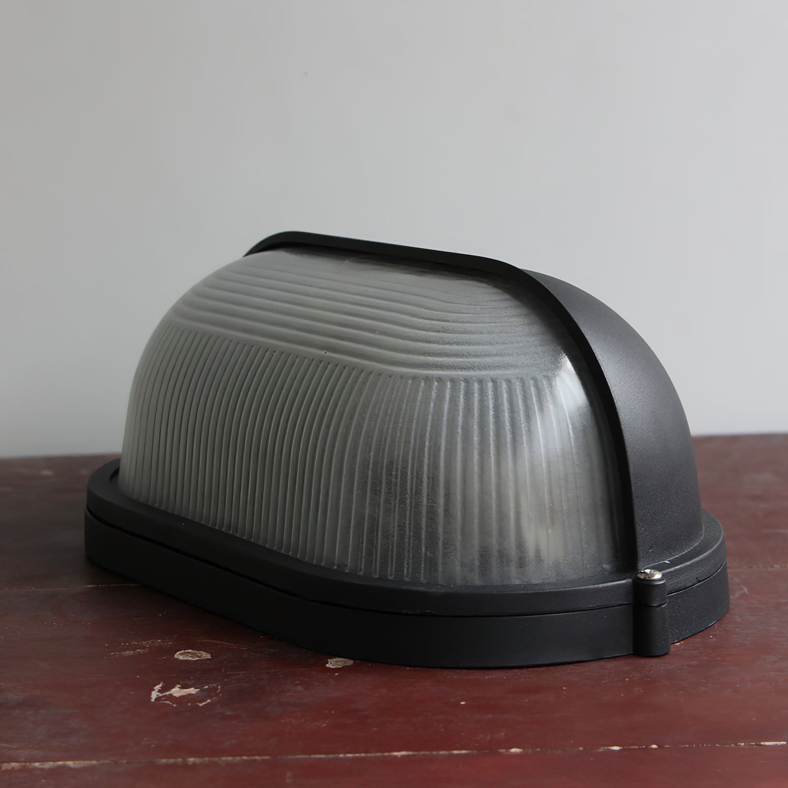 Outdoor Wall Light Bulkhead with Ribbed Glass Eyelid Hood Weather-Resistant - Image 38