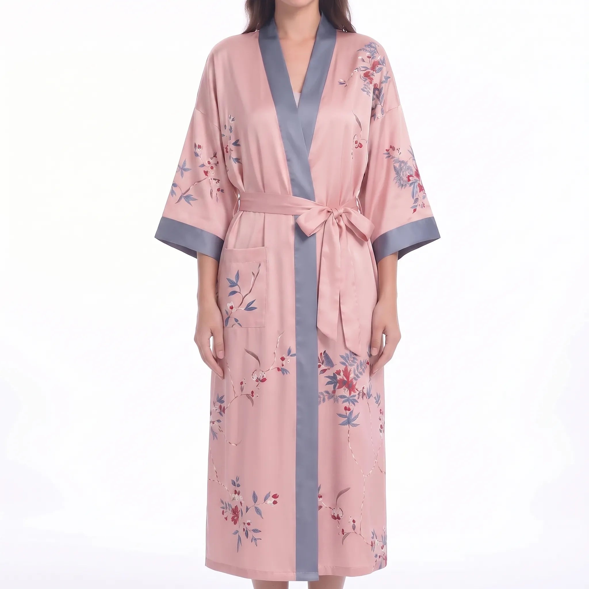 Long Floral Kimono Robe - Julie