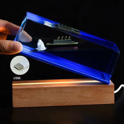 Fluid Drift Bottle with Floating Ship and LED Light Desk Ornament - Image 6