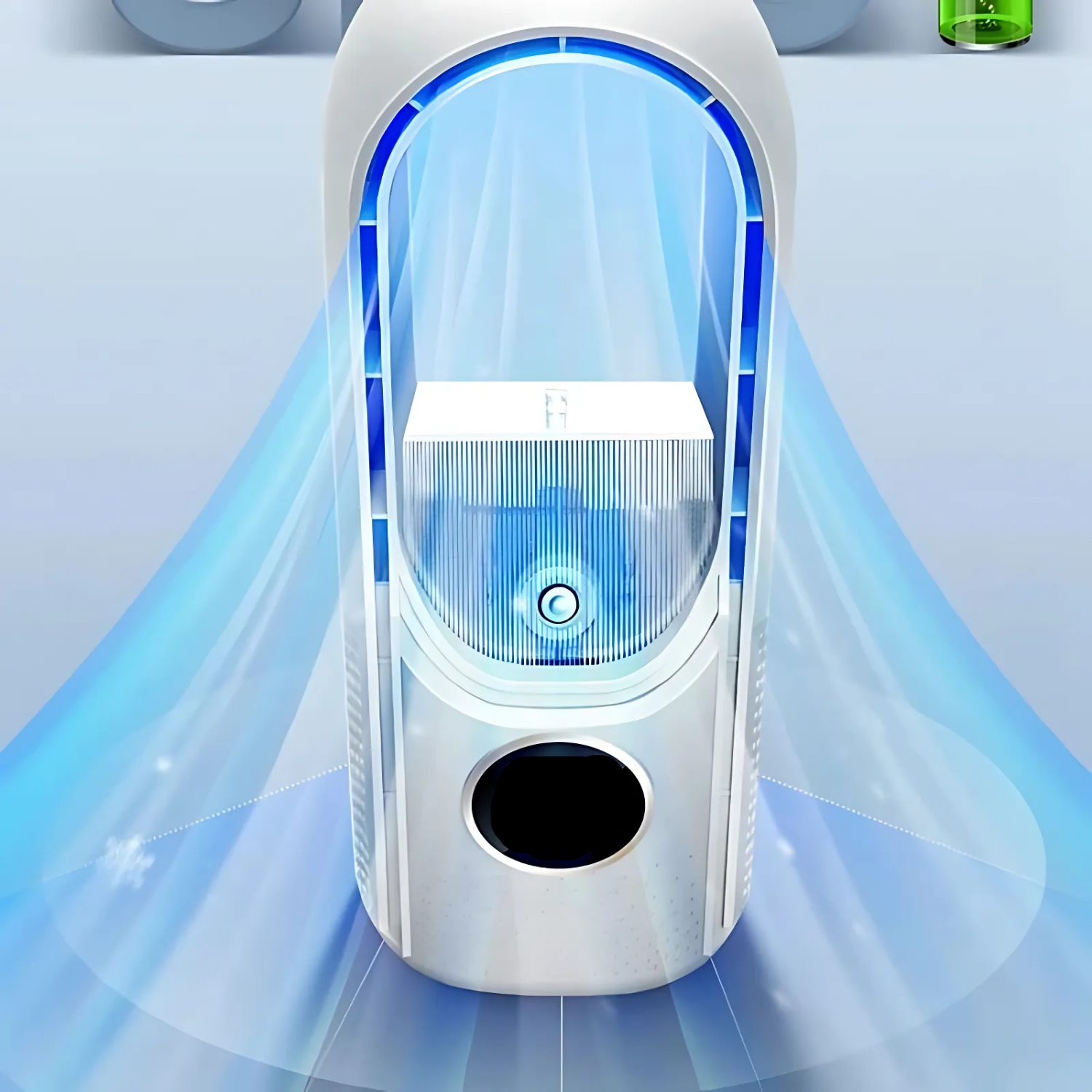 Airevo Luftkühler | Bladeless USB-Ventilator | 6 Stufen | Leise & Mit Timer | Luftbefeuchtung