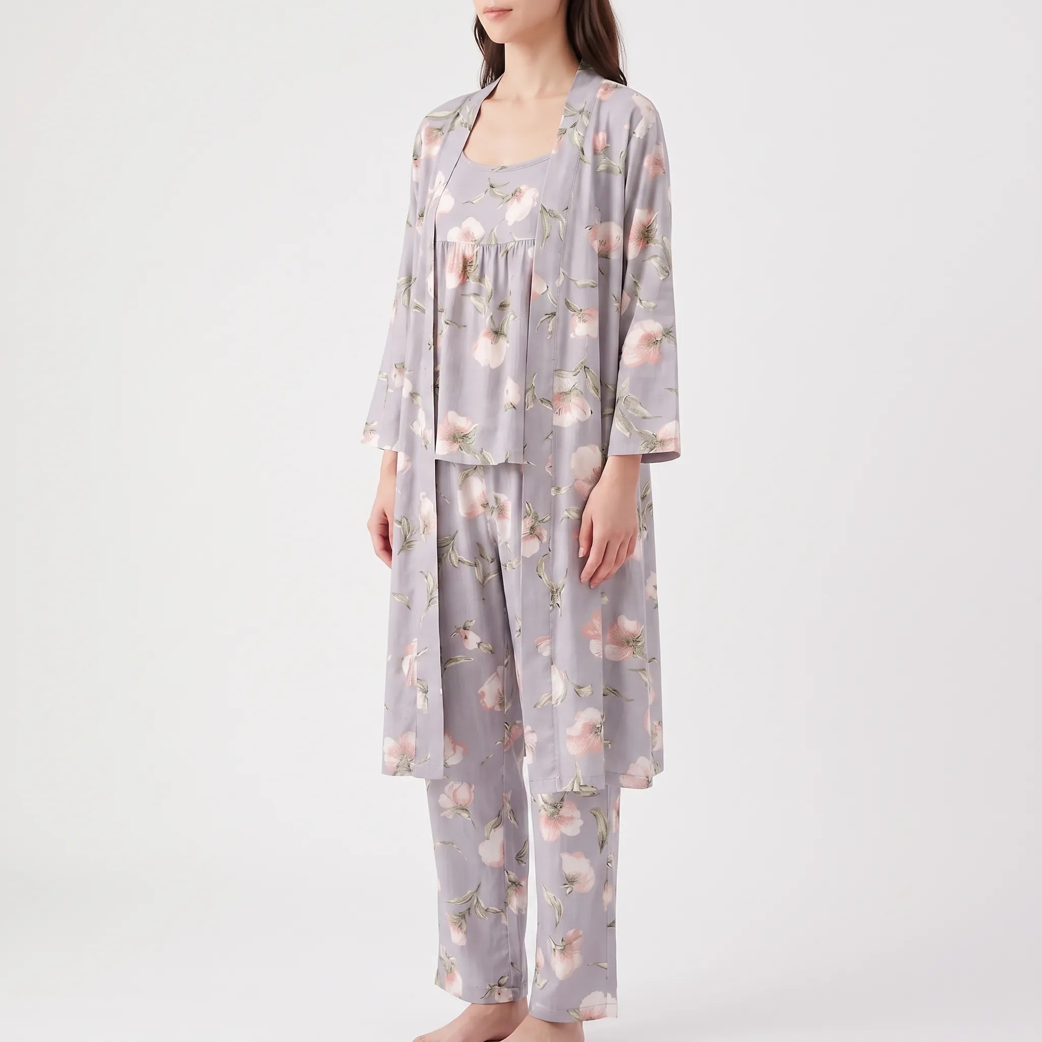 Three-Piece Floral Pajama Set - Sheila