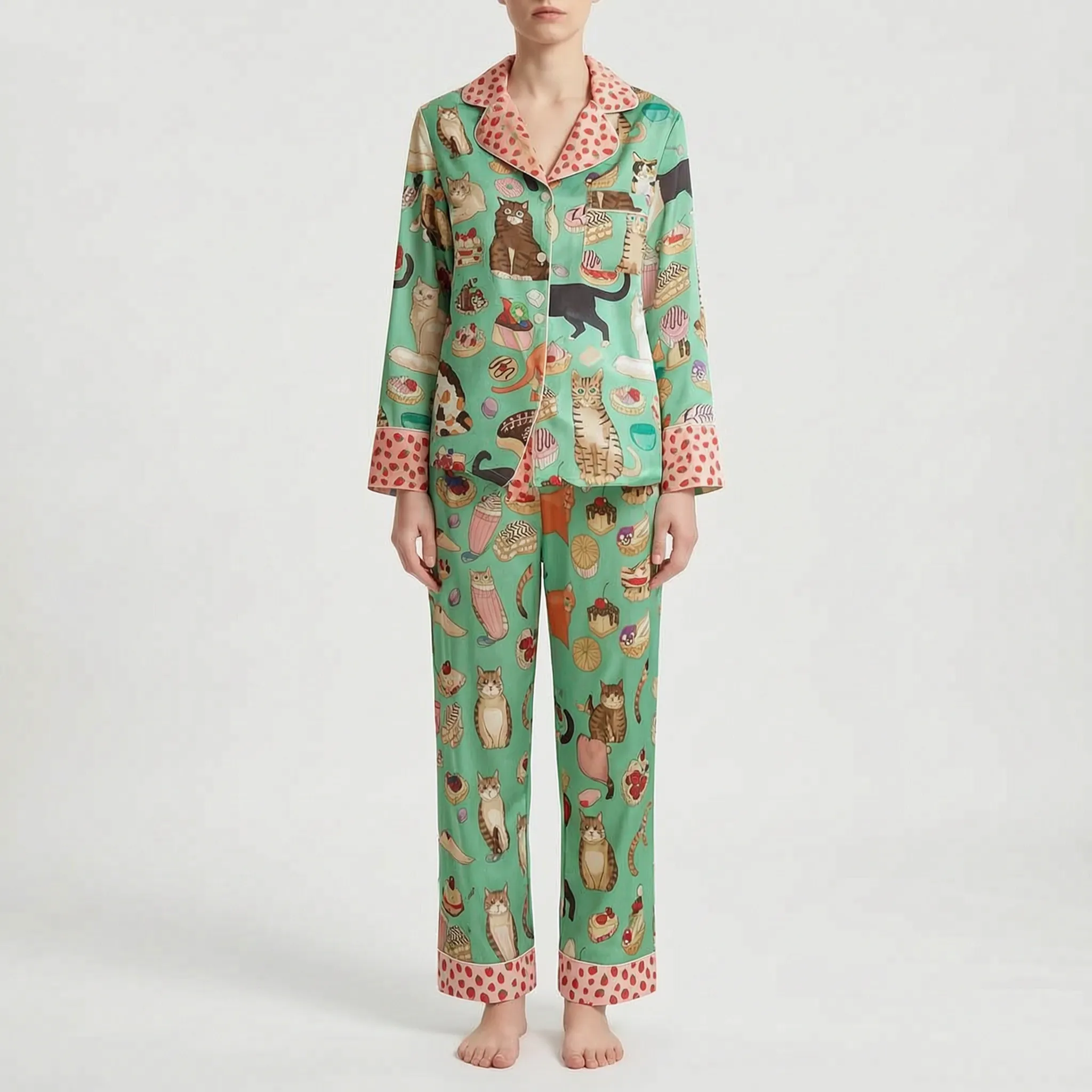 Long Sleeve Printed Pajama Set - Cheryl