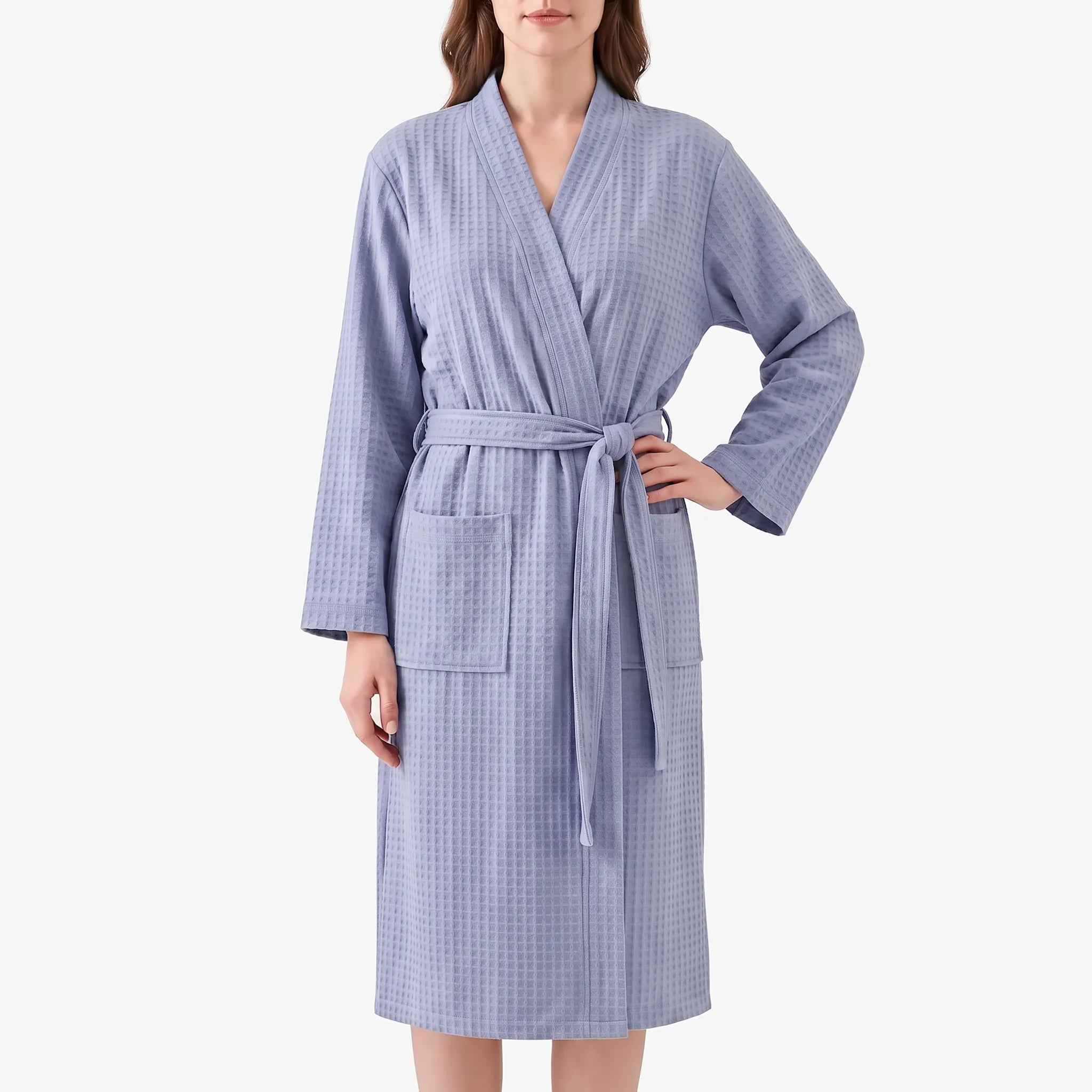 Textured Knee-Length Bathrobe - Lindsey