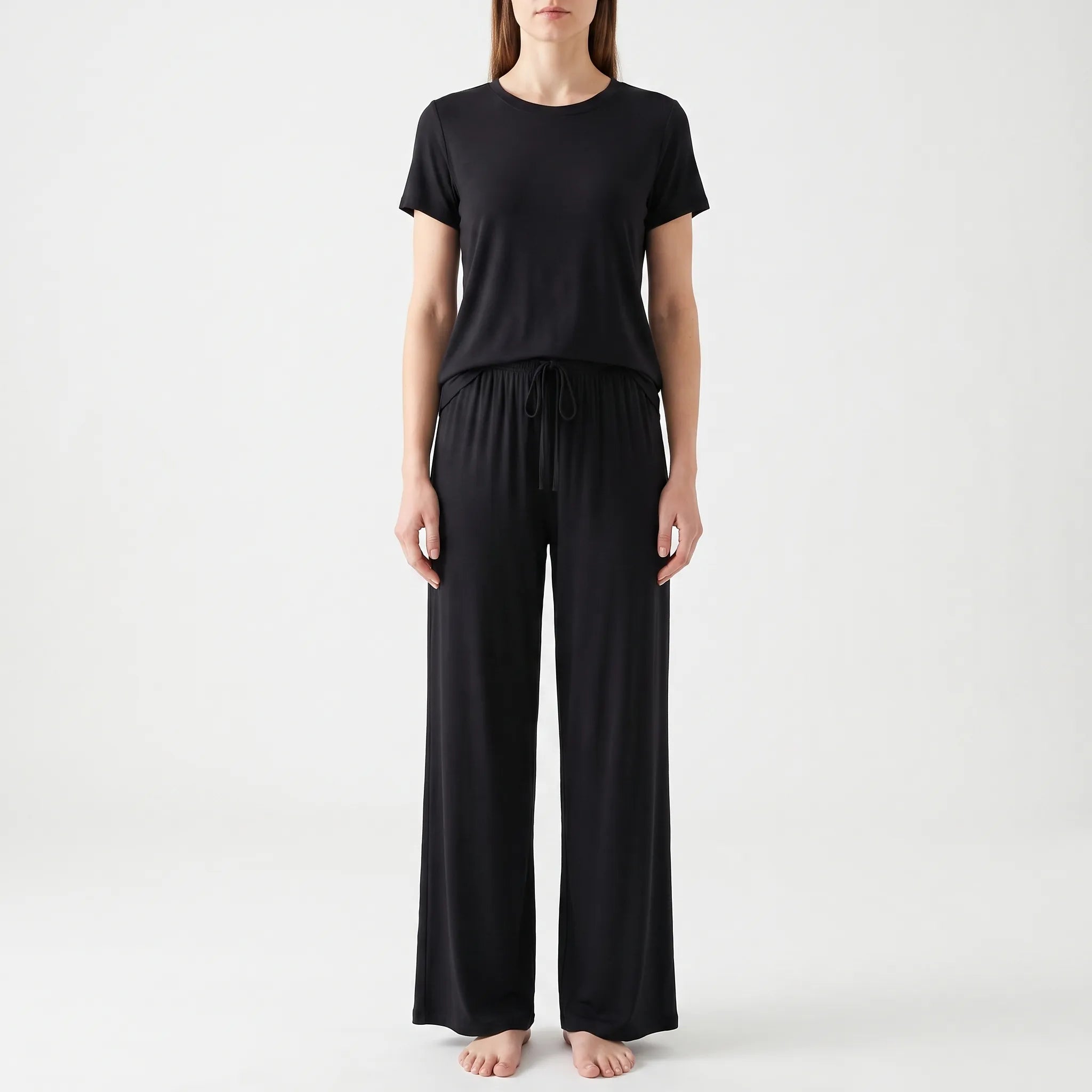Short-Sleeved Wide-Leg Pajama Set - Violet