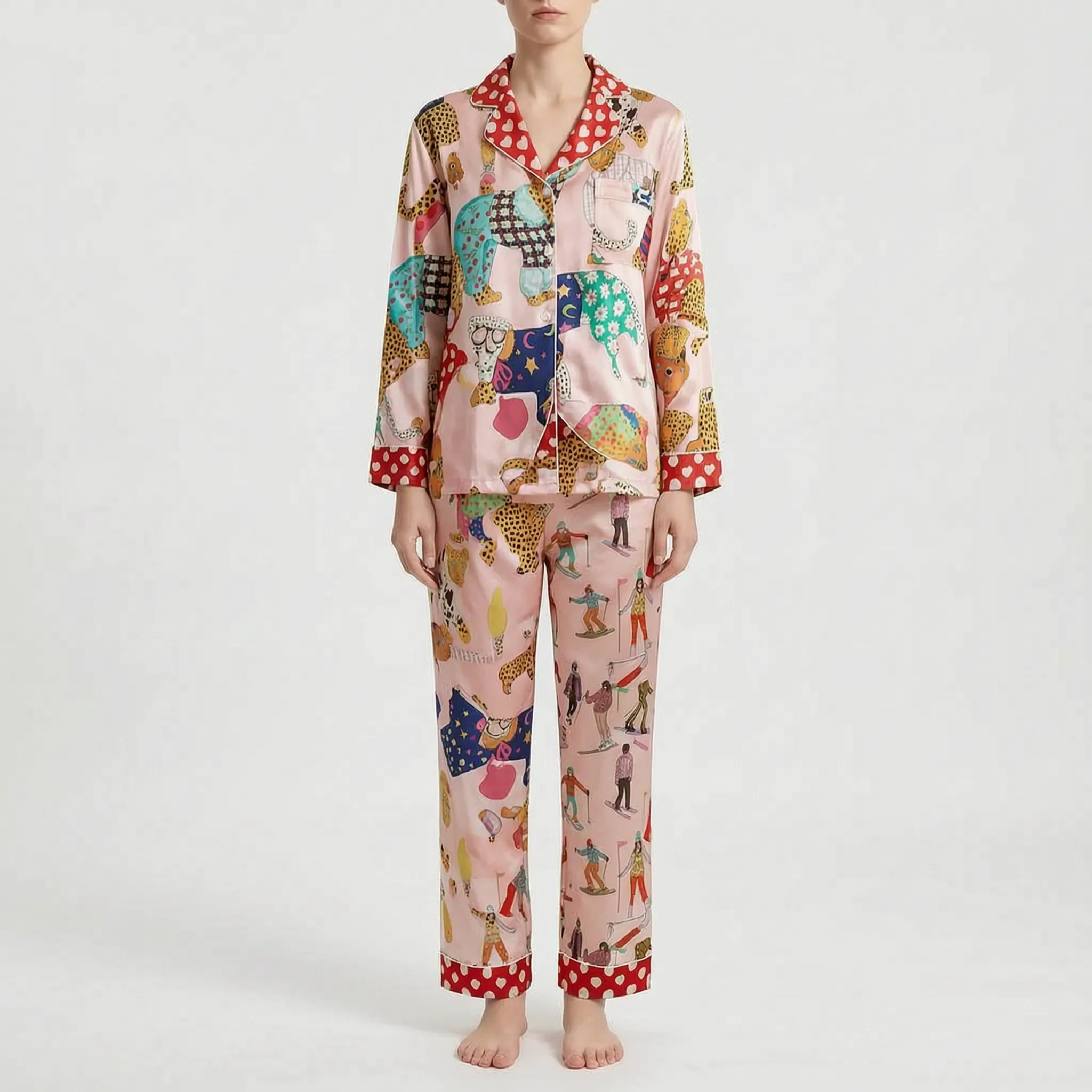 Long Sleeve Printed Pajama Set - Cheryl