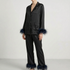 Feather-Trimmed Long Sleeve Pajama Set - Stephanie