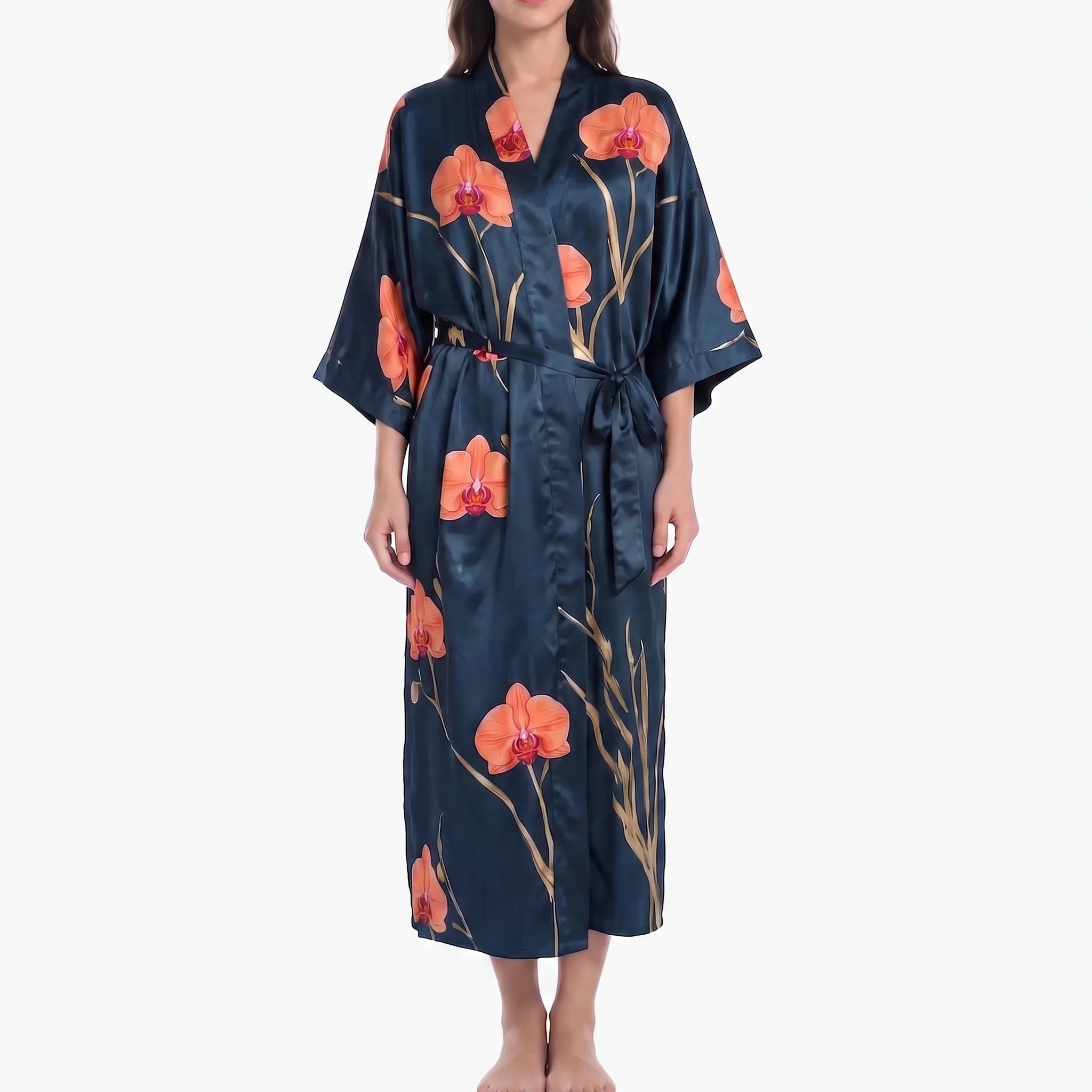 Long Floral Kimono Robe - Julie