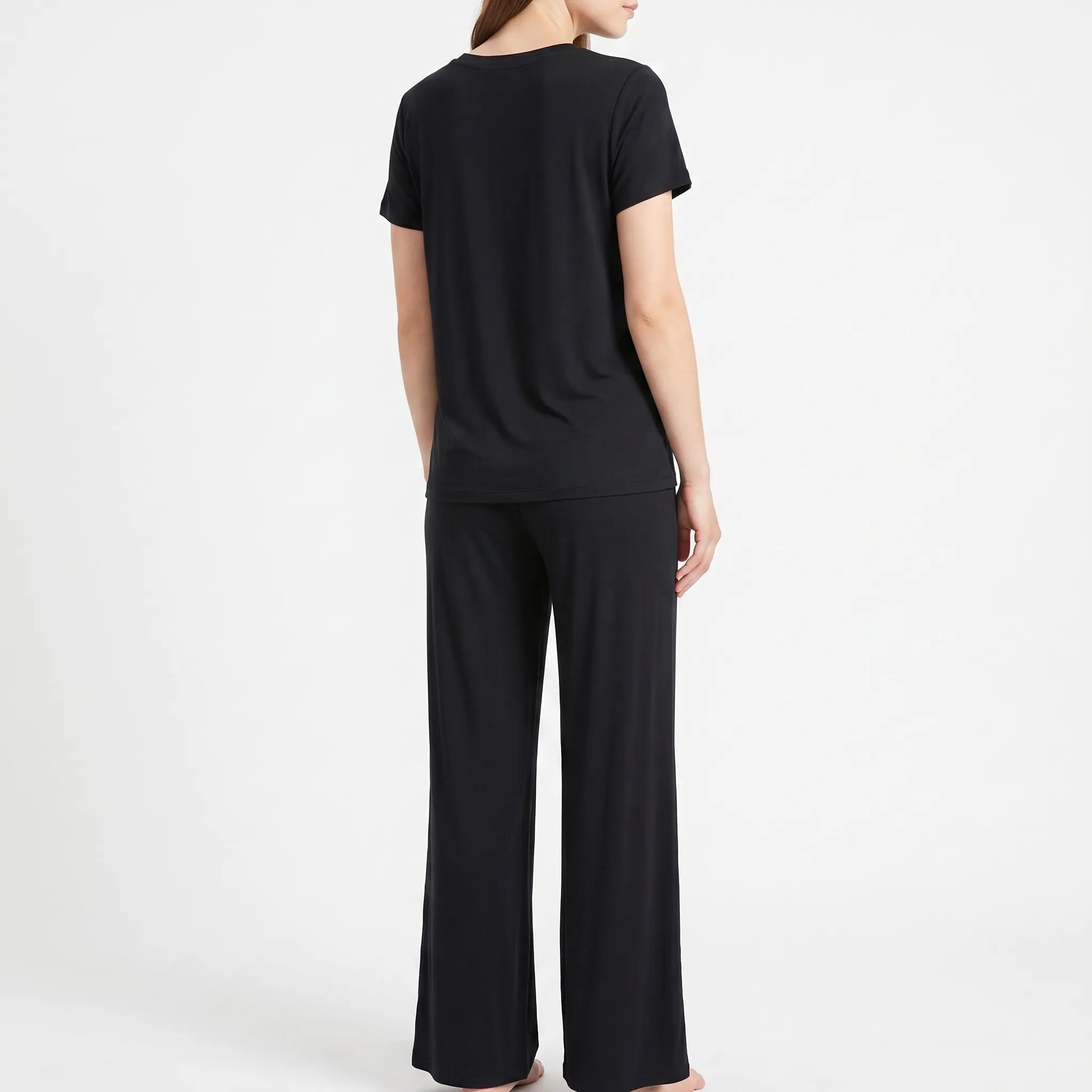 Short-Sleeved Wide-Leg Pajama Set - Violet