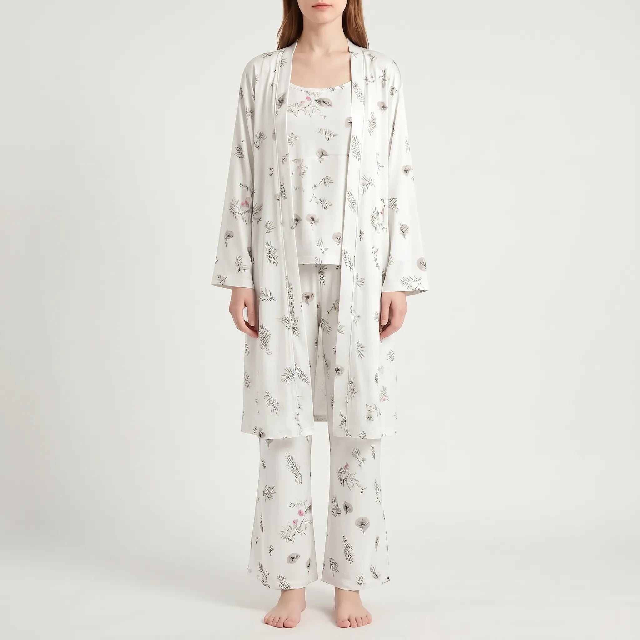 Three-Piece Floral Pajama Set - Sheila